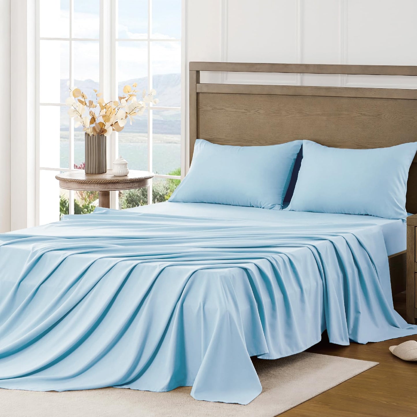 FreshCulture Queen Sheet Set - Ultra Soft Sheets for Queen Size Bed - Brushed Microfiber - Deep Pockets - Easy Care - Cooling & Breathable Sheets - 4 Pieces Hotel Luxury Queen Bed Sheets (White)