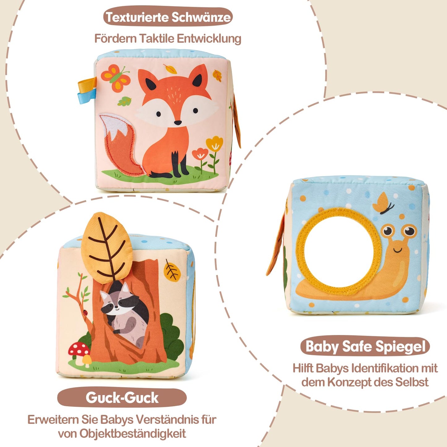 hahaland Baby Spielzeug 6 12 Monate Tissue Box, Montessori Toy Sensorik motorik Spielzeug, Stofftücher Kontrastreiche Farben Lernen Sensorische Spielzeug für Jungen Mädchen Geschenke