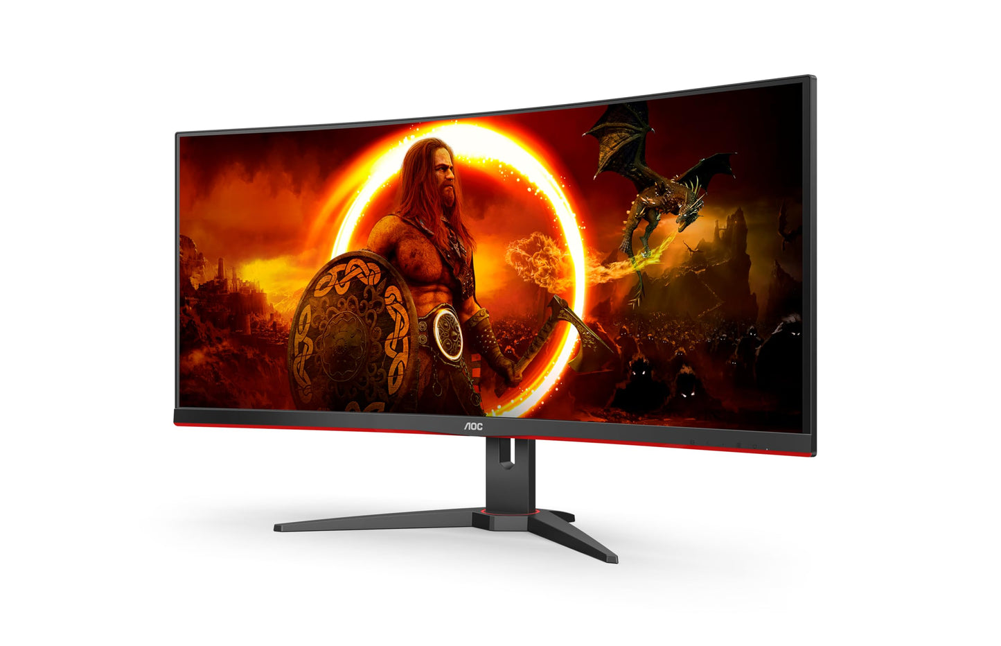 AOC Gaming CU34G2XPD – 34-Zoll-WQHD-Curved-Monitor, 180 Hz, schnelle VA, 1 ms GTG, FreeSync Premium, HDR400, höhenverstellbarer Standfuß (3440 x 1440, HDMI, DisplayPort, USB-Hub)