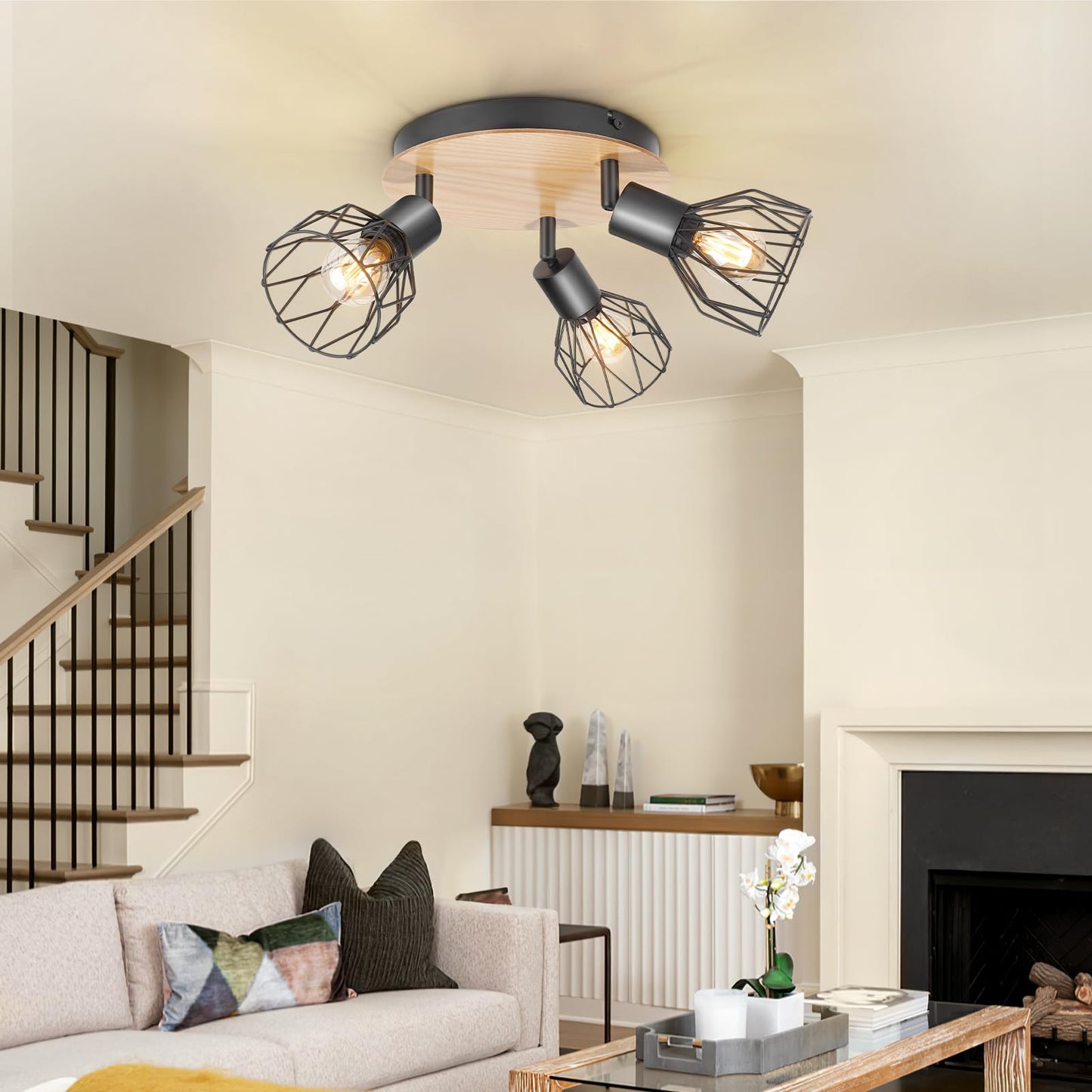 Kimjo Led Deckenstrahler 6 Flammig - Deckenleuchte Strahler E14 Schwenkbar - Deckenlampe Schwarz 6 Flammig Lampe Wohnzimmer - Deckenlampe LED Deckenleuchte Küche Deckenspot Ohne Leuchtmittel
