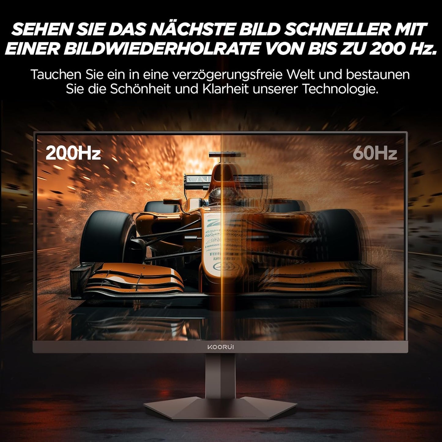 KOORUI Gaming Monitor 24 Inches, 200Hz PC Screen FHD 1920 x 1080 Fast IPS HDR400, Adaptive Sync 1ms, HDMI 2.0 & DP 1.4, VESA 75 x 75 mm-G2411P
