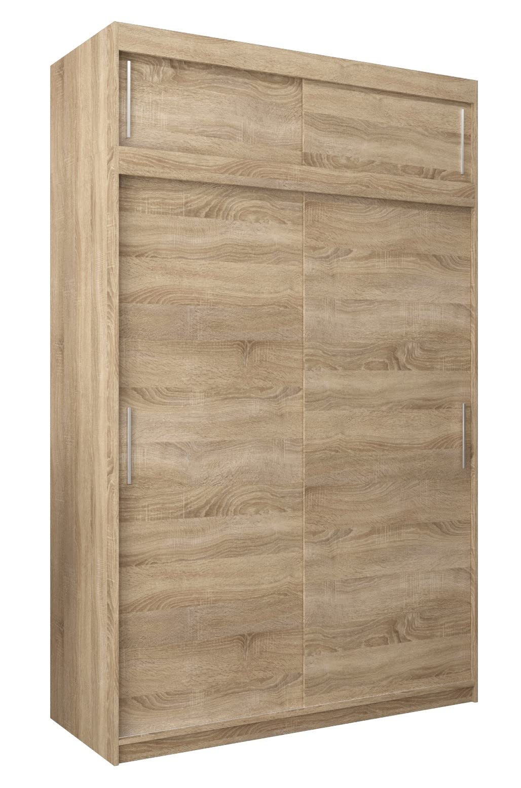 MEBLE KRYSPOL Tokyo 250 Wardrobe with Three Sliding Doors for Bedroom – Modern Storage Cabinet with Clothes Rail and Shelves – 250 x 200 x 62 cm – Matte Black and Artisan