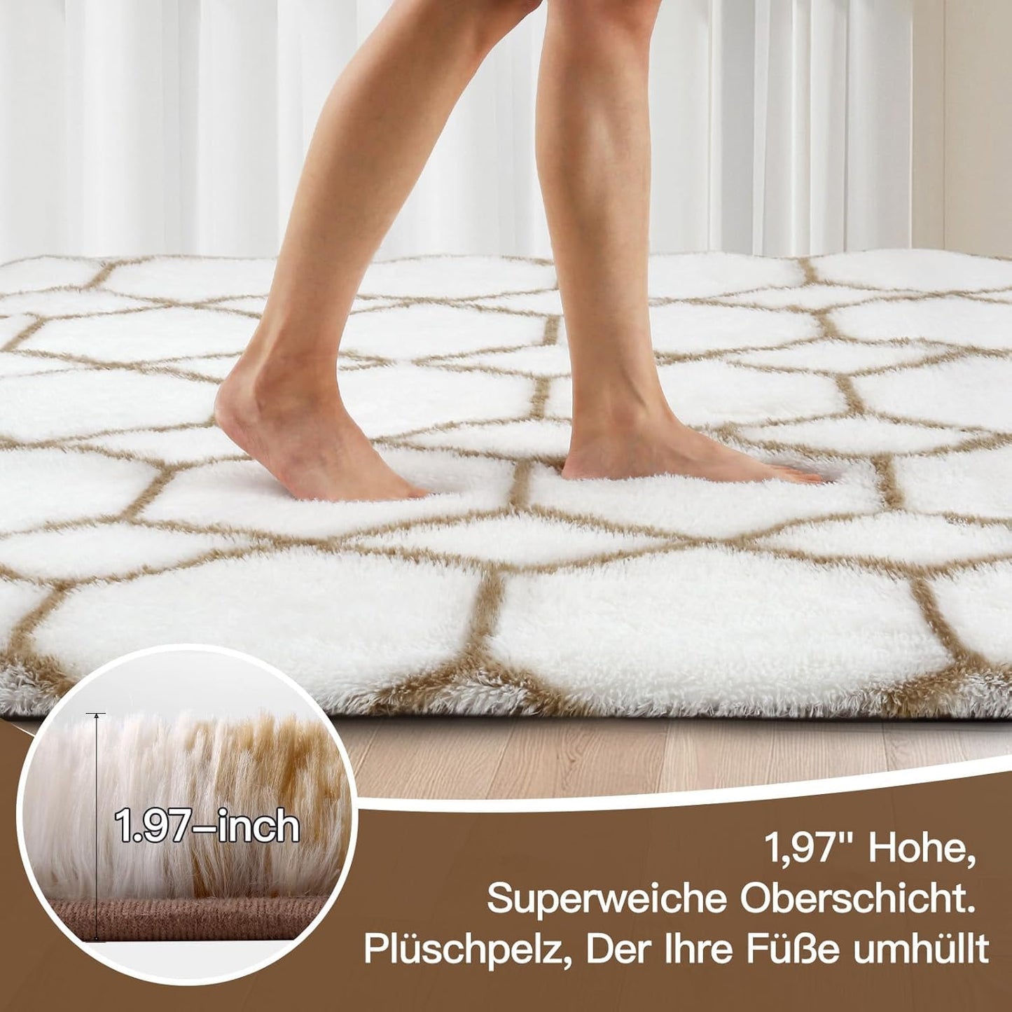 Treeboy High Pile Rug Grey Carpet Living Room 160 x 230 cm Washable Non-Slip Extra Large Rugs Bedroom Fluffy Modern Rugs Mat Rugs for Bedroom Children's Room