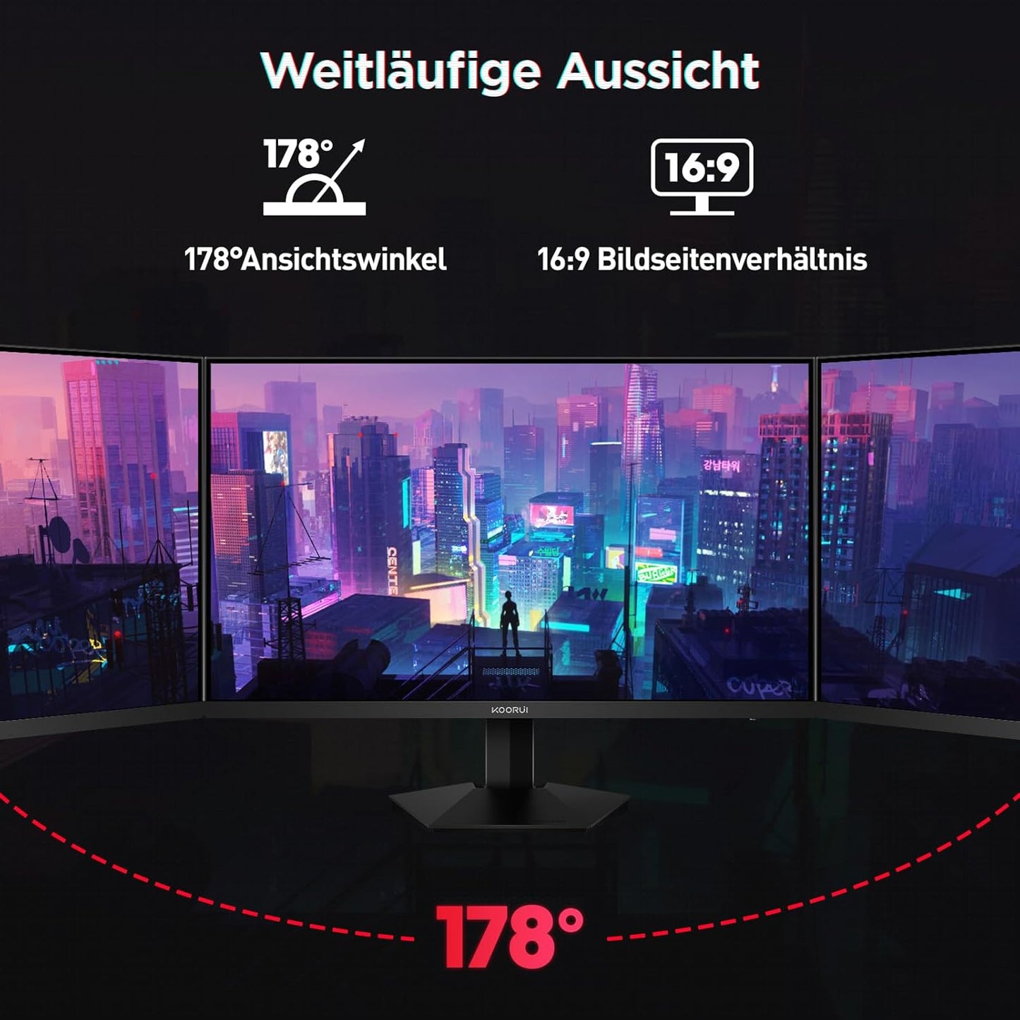 KOORUI Gaming Monitor 24 Inches, 200Hz PC Screen FHD 1920 x 1080 Fast IPS HDR400, Adaptive Sync 1ms, HDMI 2.0 & DP 1.4, VESA 75 x 75 mm-G2411P