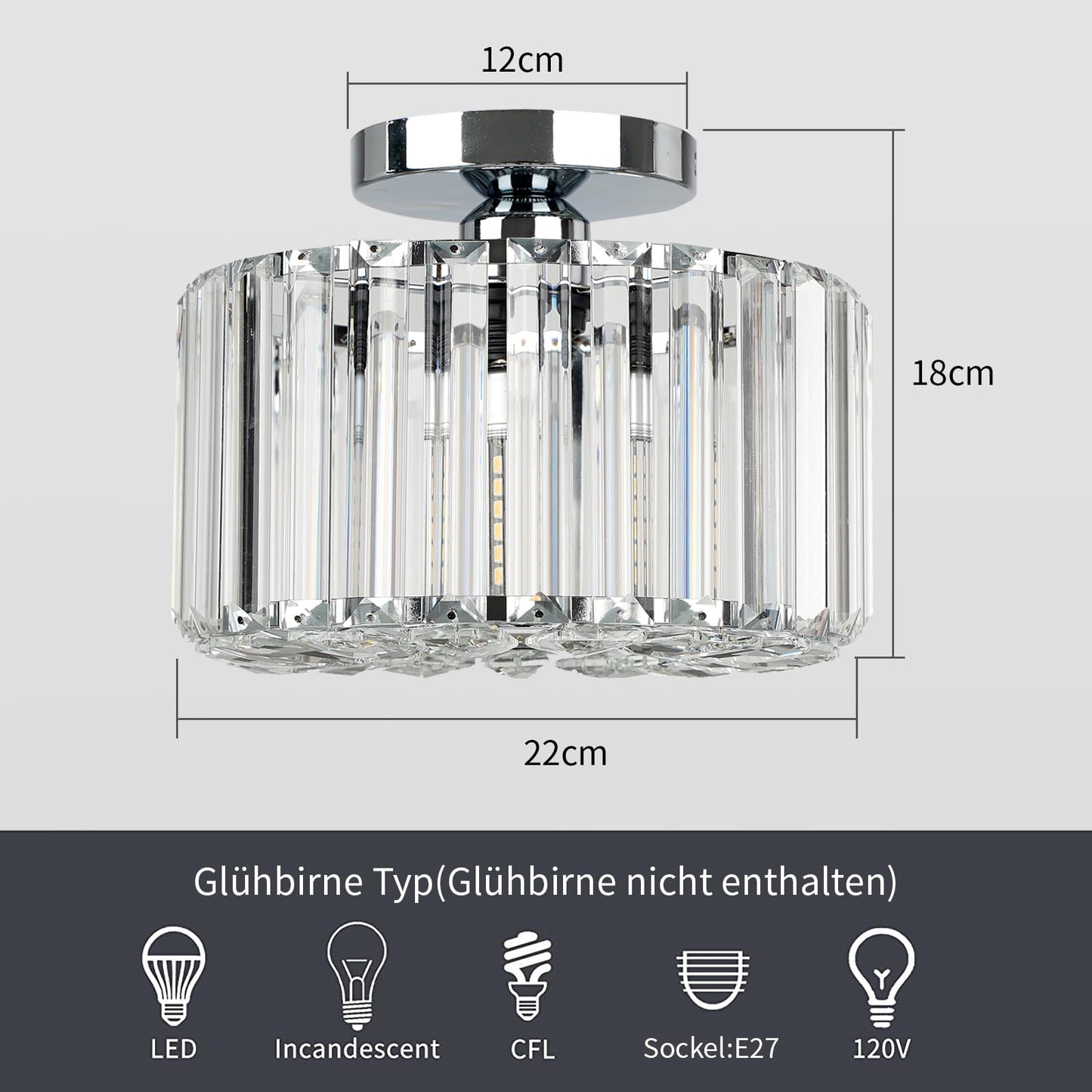 FRIDEKO HOME Modern Kronleuchter Kristall Deckenleuchte Gold,Kleine Kristall Deckenlampe E27 Fassung für Wohnzimmer Schlafzimmer Küche Flur,Ø23cm