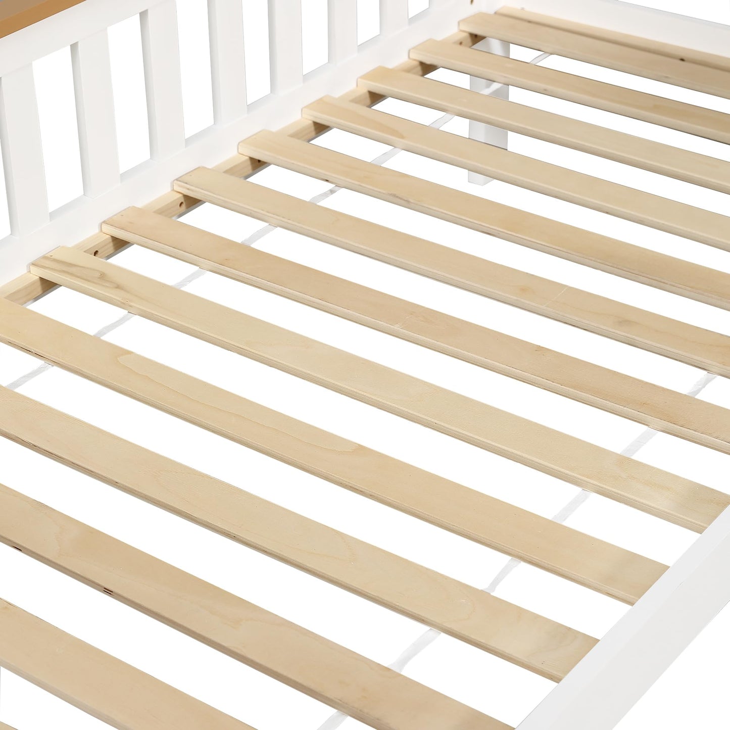 Merax Kinderbett 90x200cm mit Rausfallschutz, Kinder Hausbett mit Schubladen und Ablageregal, Stabiles Holz Baumhausbett mit Lattenrost, Spielbett für Jungen & Mädchen, Weiß