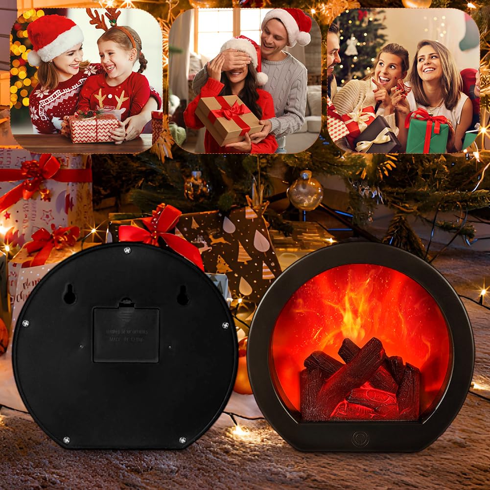 LOMUG LED Fireplace Electric Decorative Fireplace, Electric Fireplace Without Heating with Flame Effect, USB and Battery Operated Electric Fireplaces for Simulation Table Fireplace Ornament Home