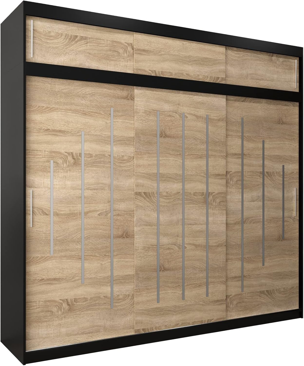 Kryspol Schwebetürenschrank York 250 cm Kleiderschrank mit Kleiderstange und Einlegeboden Schlafzimmer- Wohnzimmerschrank Schiebetüren Modern Design (Weiß)