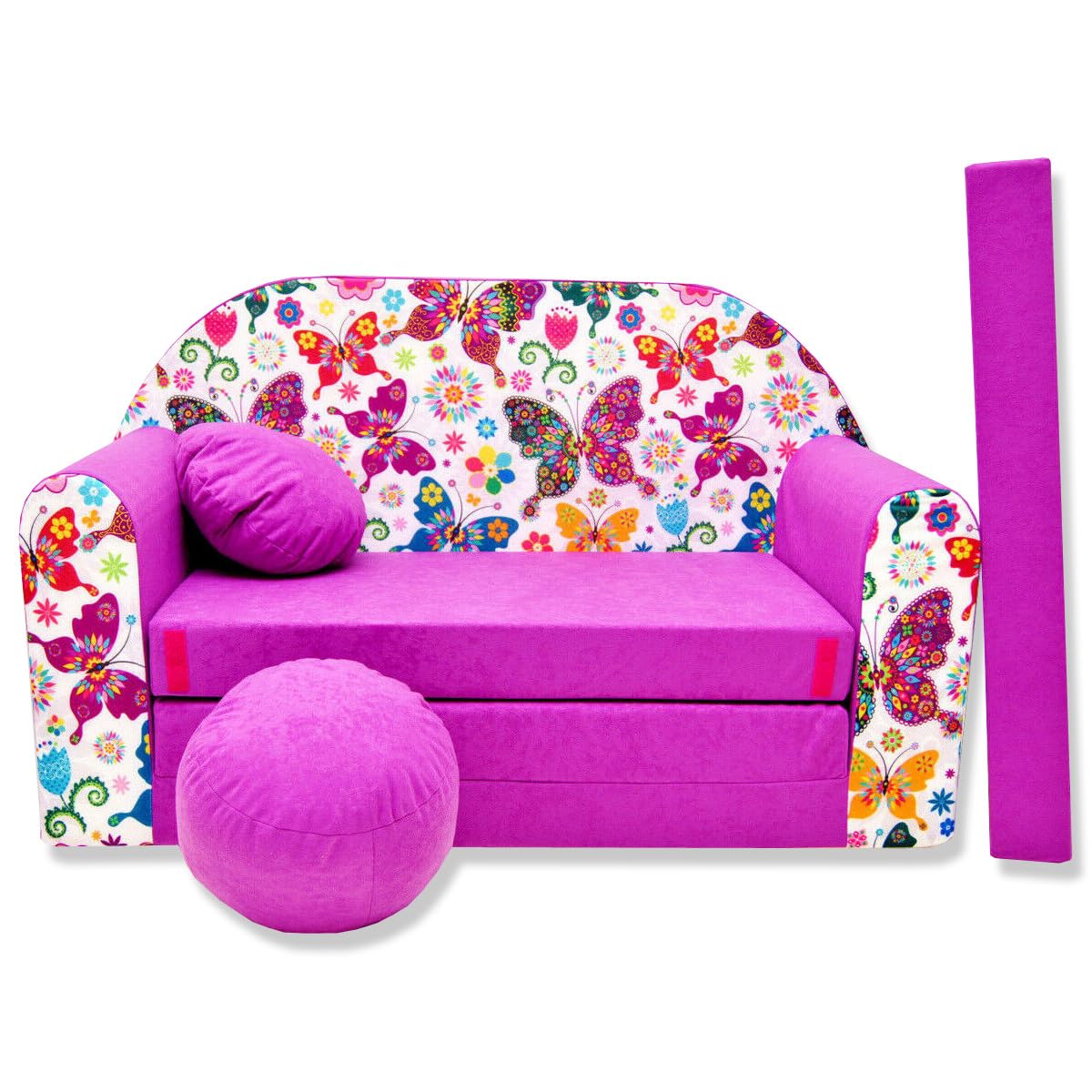 Children's Sofa with Sleep Function Foldable 3-in-1 Children's Sofa Play Sofa with Bed Function Girls Boys Bean Bag Mini Sofa Bed Children's Room Sleeping Chair (A39)