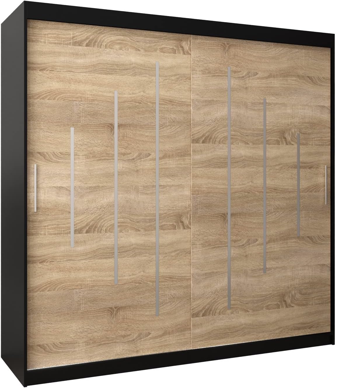 Kryspol Schwebetürenschrank York 250 cm Kleiderschrank mit Kleiderstange und Einlegeboden Schlafzimmer- Wohnzimmerschrank Schiebetüren Modern Design (Weiß)