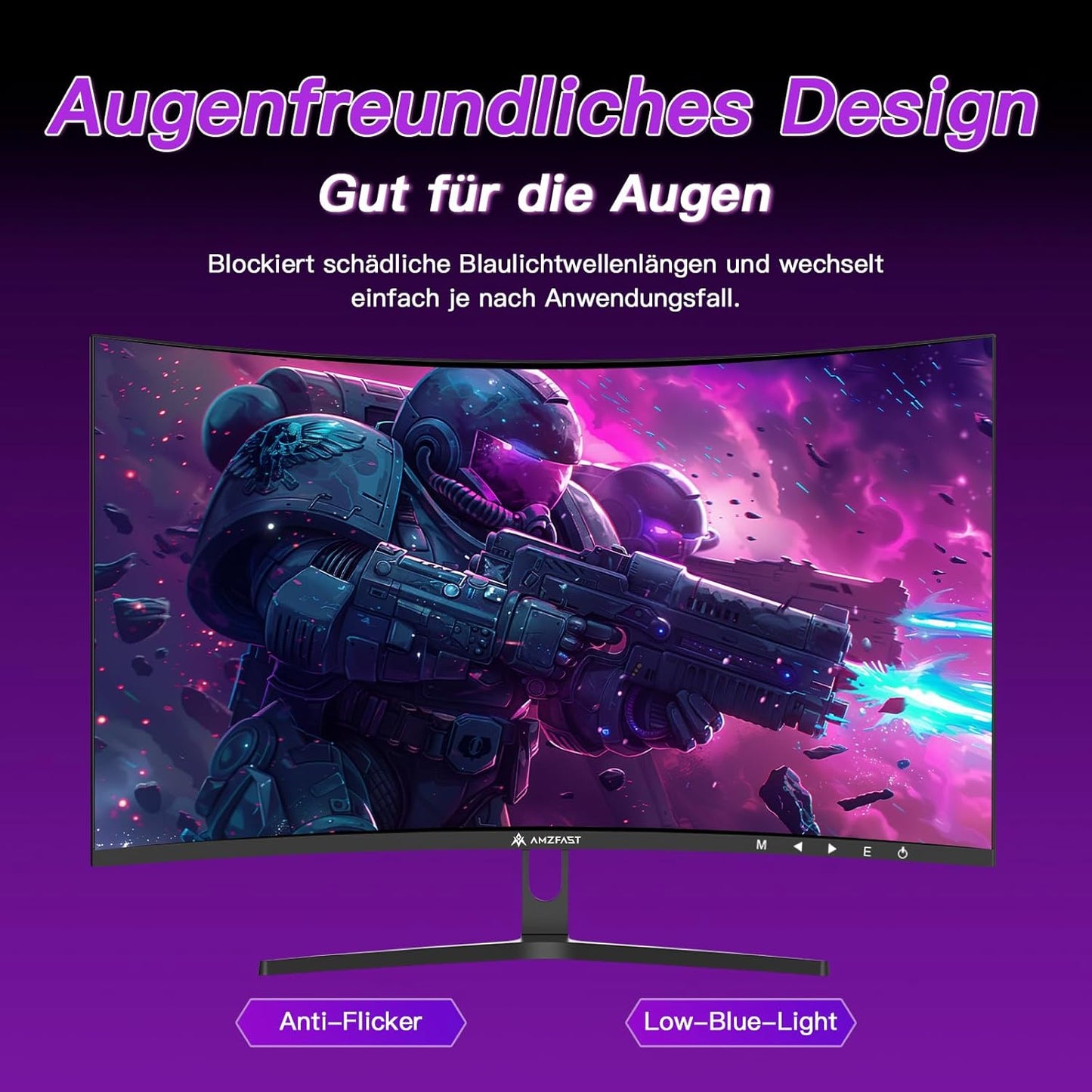 Amzfast 32 Zoll Curved Gaming Monitor (240Hz, 1920x1080, 1ms MPRT, 1500R), Adaptive-Sync, 90% DCI-P3, 120% sRGB, 300cd/m², HDMI 2.0 & DisplayPort 1.4 (AMZG32C3F)