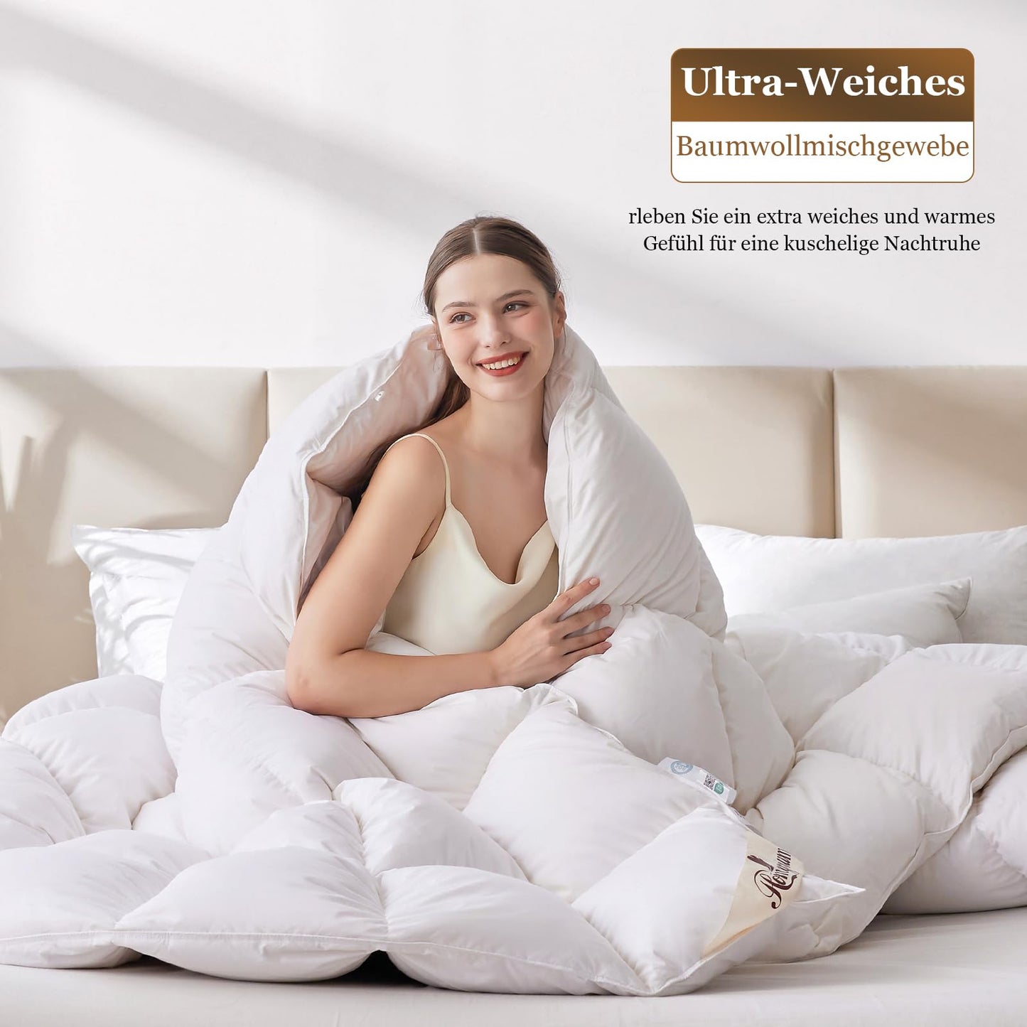 Homyrium Quilted Winter Down Duvet, 135 x 200 cm, Warm Feather Duvet, Filling Weight: 1600 g, Oeko-Tex and RDS-Certified