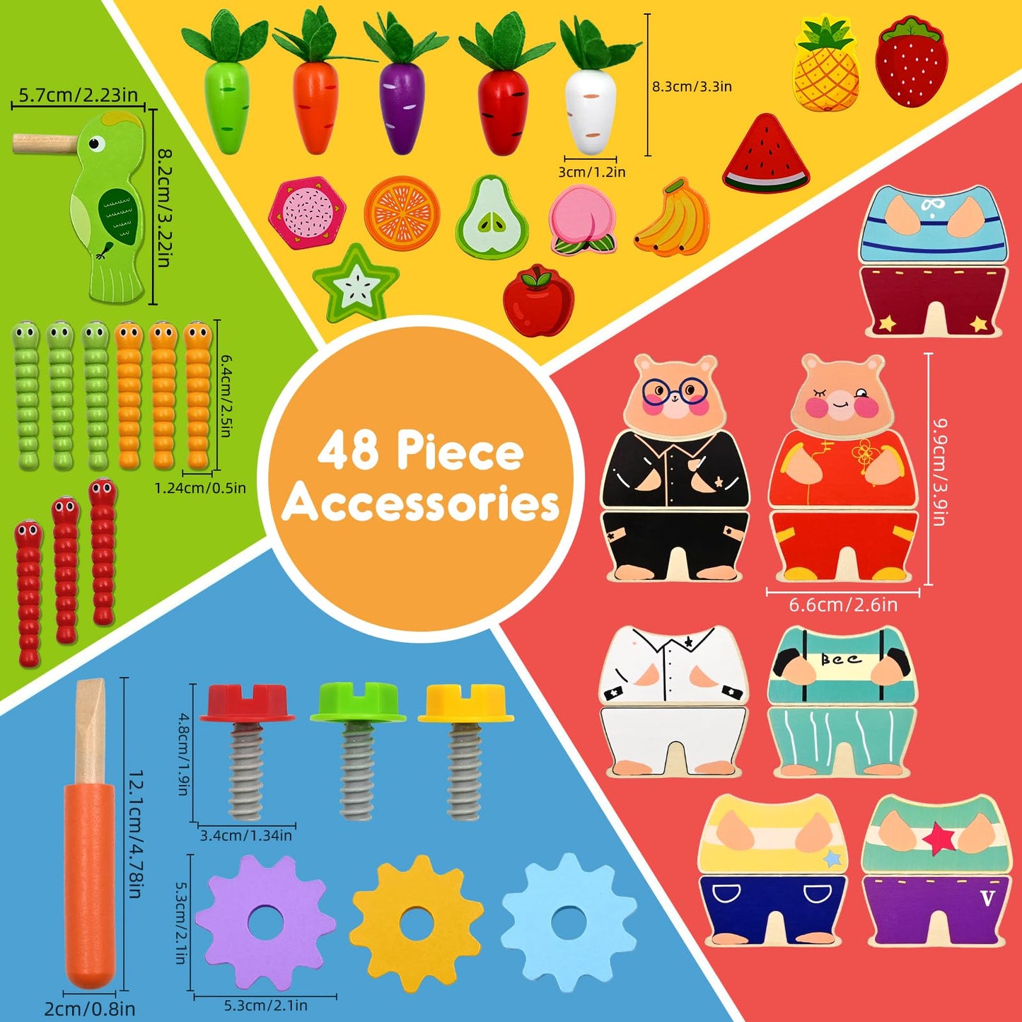 Motor Skills Cube 5 in 1 Activity Cube Toy from 1 2 3 4 Years Gift, 49 Pieces Montessori Educational Toy Wooden Toy for Children, Activity Centre Baby from 18 Months