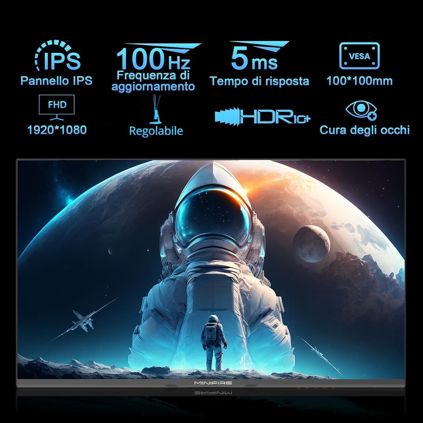 Minifire MFG32C3Q Gaming Curved Monitor 32 Inch 180Hz, 2K WQHD (2560 x 1440), 1500R, 1ms (MPRT), AMD FreeSync, sRGB 125%, VESA, 2xHDMI 2.0 / 2xDP (180Hz), Eye Care