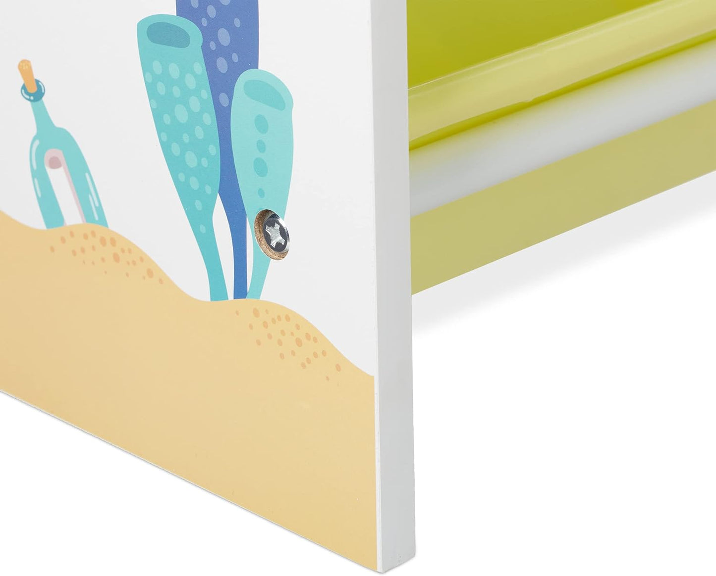 Relaxdays Children's Shelf, 9 Storage Boxes, Mermaid Motif, MDF, Plastic, Toy Shelf, Height 67 x 65 x 31.5 cm, Colourful