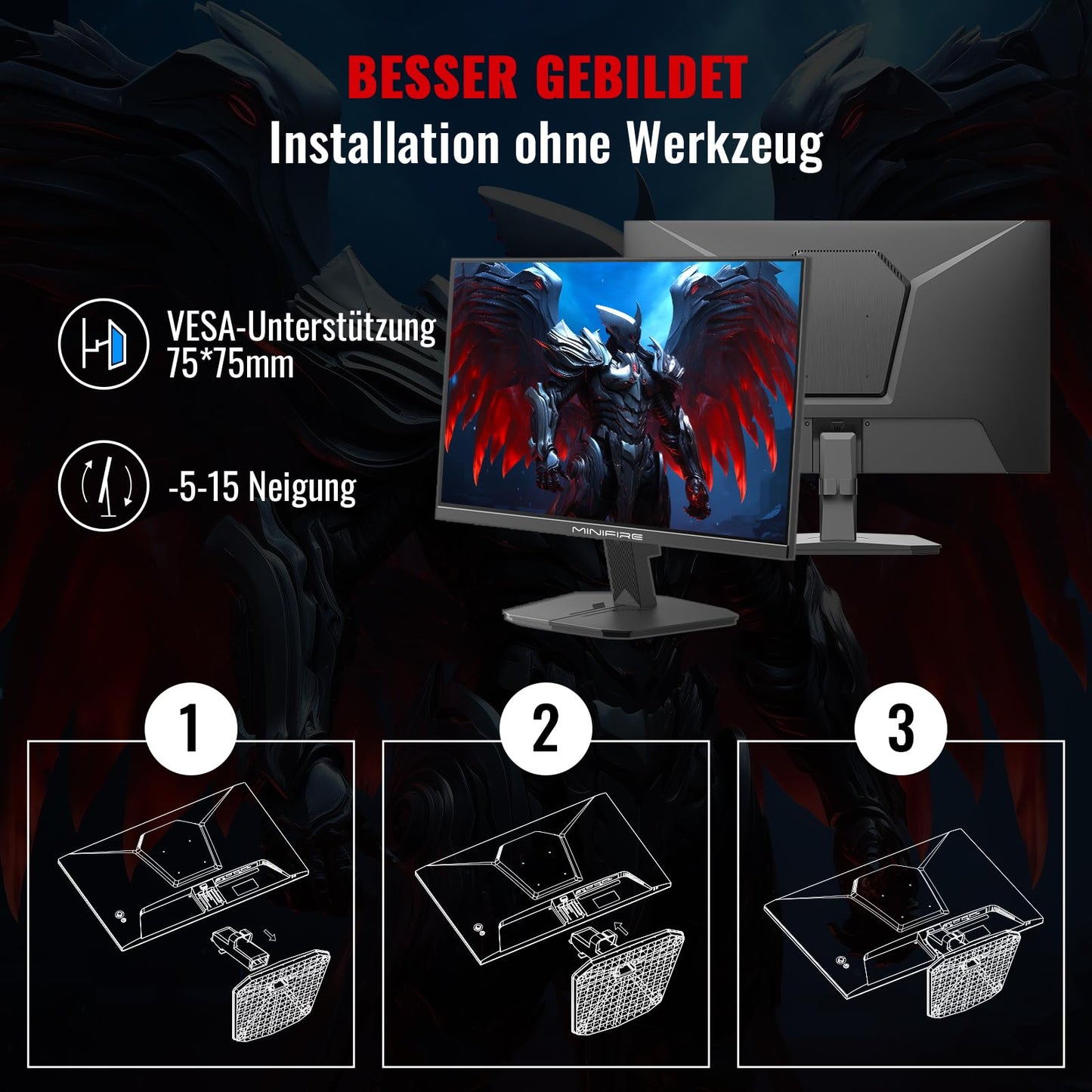 Minifire MFG32C3Q Gaming Curved Monitor 32 Inch 180Hz, 2K WQHD (2560 x 1440), 1500R, 1ms (MPRT), AMD FreeSync, sRGB 125%, VESA, 2xHDMI 2.0 / 2xDP (180Hz), Eye Care