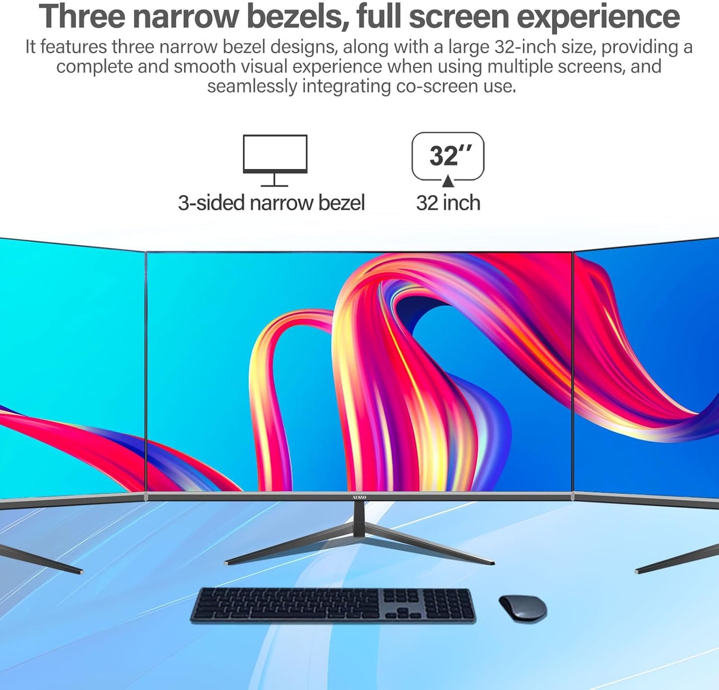 Gawfolk PC Monitor 32 Zoll UHD 4K 60Hz, Ultraklar (3840×2160p) Computer Bildschirm mit FreeSync, HDMI, DisplayPort, 178° Betrachtungswinkel, Unterstützt VESA100*100mm