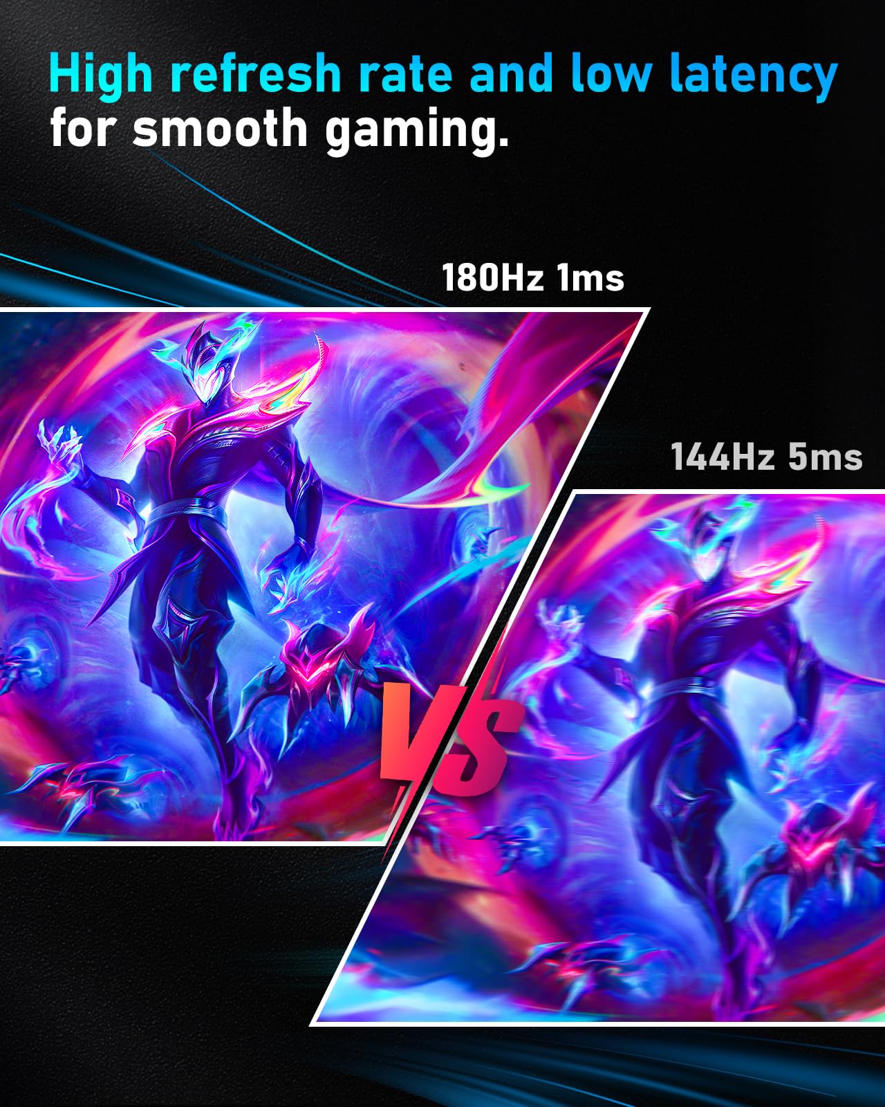 FYHXele Gaming Monitor 24 Inch 180Hz 1080P IPS 1ms MPRT PC Monitor Built-in Speaker Support 144hz/165hz/180hz Freesync Premium Display Eye Care DisplayPort1.4 HDMI2.1 VESA