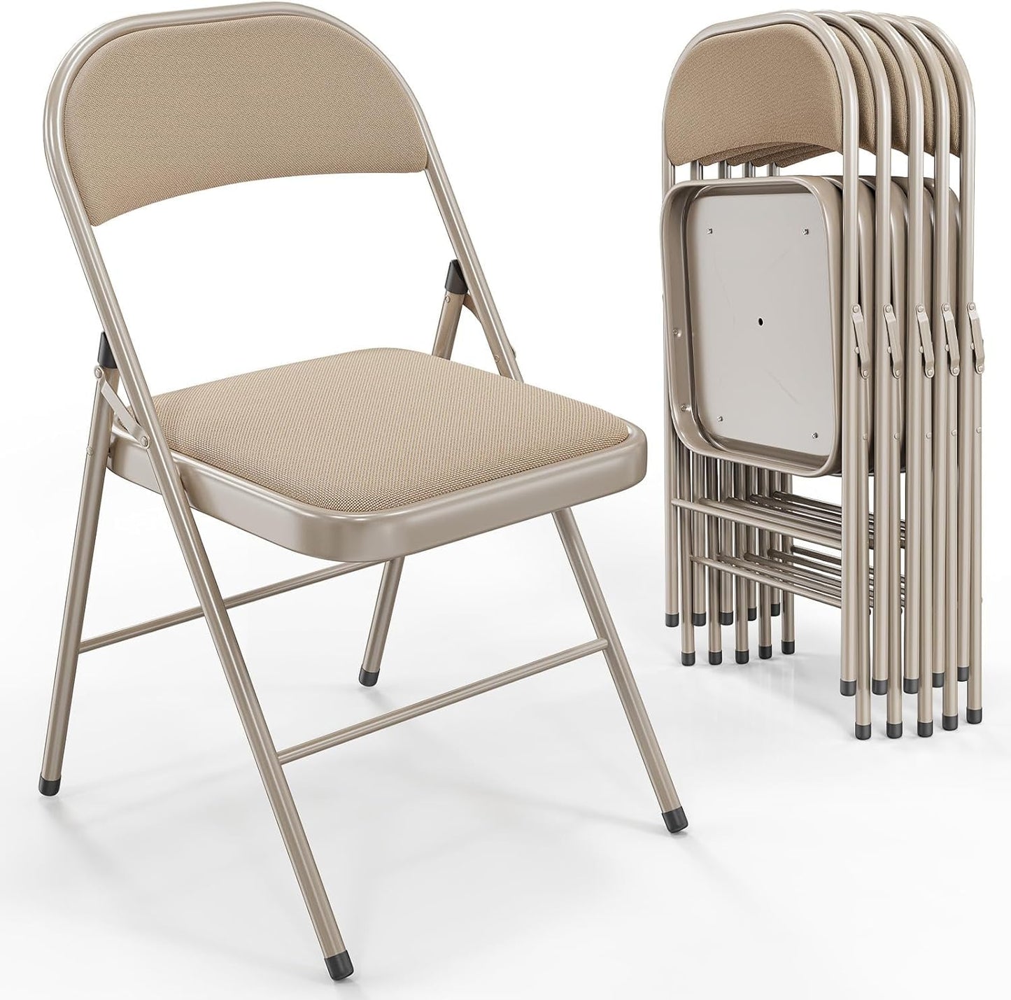 Asdsed Klappstuhl 4er Set, Klappstühle Gepolstert, Klappstuhl bis 158KG Gepolstert mit Starker Stahlrahmen, Faltbarer Klappstühle Platzsparender Schreibtischstuhl für Haus Büro Garten Balkon Party