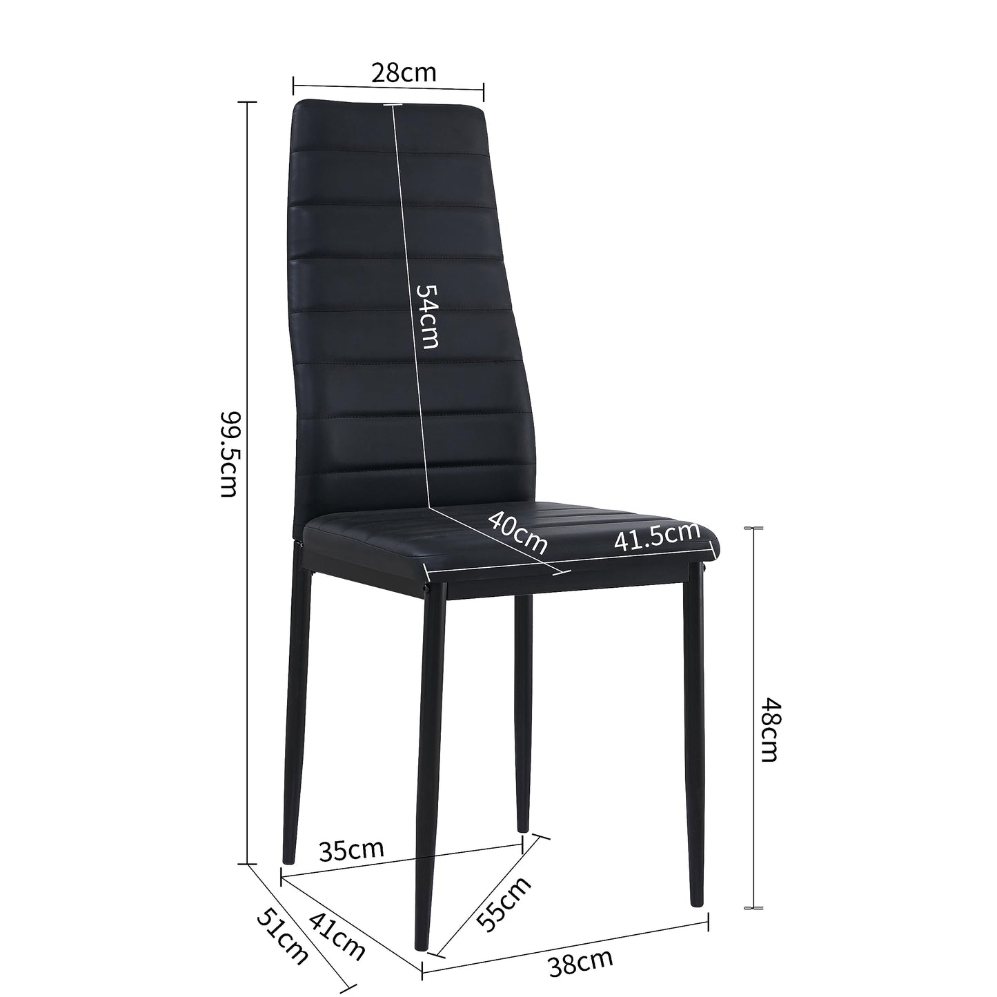 FURNITABLE Esstisch mit 4 Stühlen Esszimmergruppe, 4er Set Esszimmerstühle und Rechteckig Holztisch Essgruppe für Wohnzimmer Küche Büro (110 * 70cm Tisch+4 Schwarz Stühle)