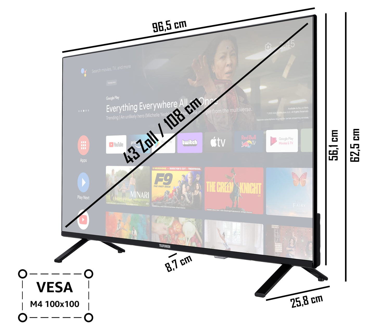 TELEFUNKEN QLED TV 32 Inch TV Full HD Android Smart TV (HDR, Triple Tuner, Bluetooth) QF32AN750S