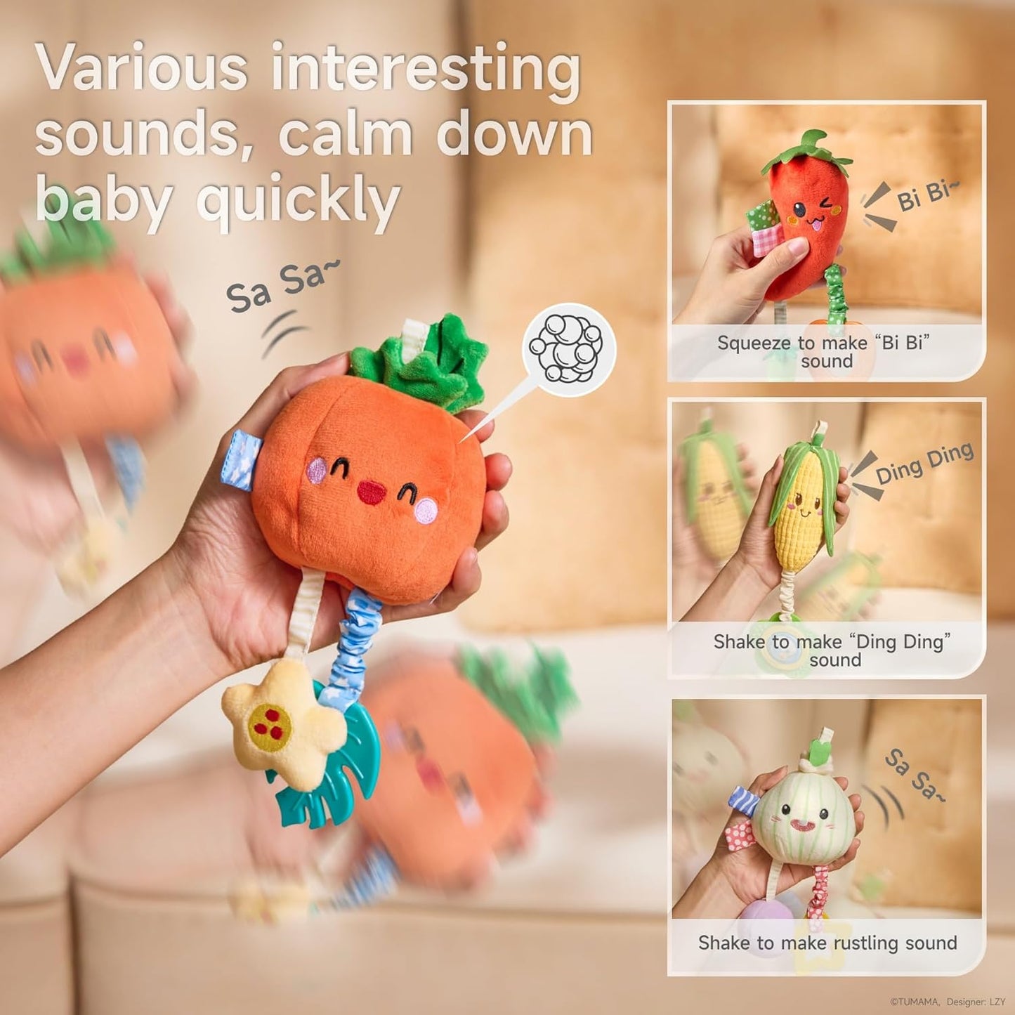 TUMAMA KIDS Baby Toy Rattles 0-12 Months Clip on Pushchair and Pram Newborn Sensory Toy for Babies Boys and Girls