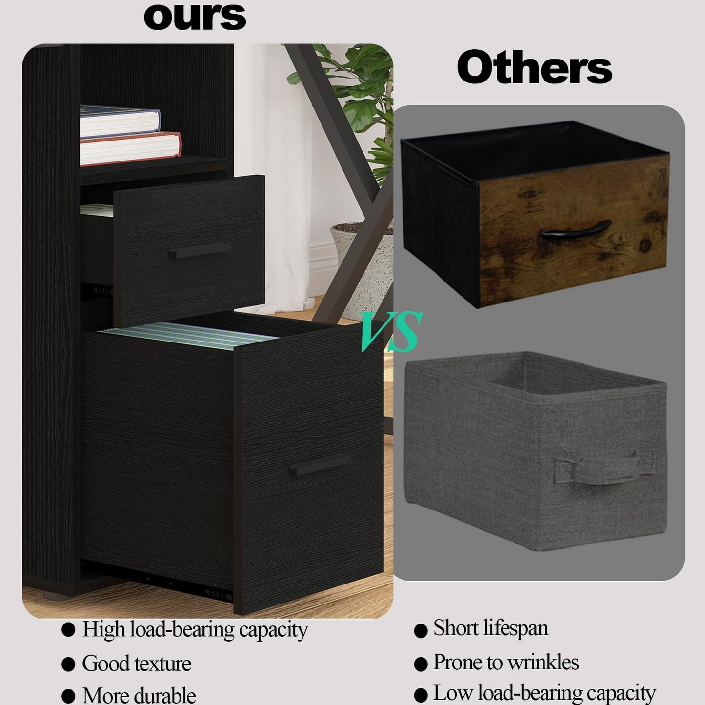 LVB Schwarz Large Double Industrial Computer-Schreibtisch mit Schubladen, Extra Lange Gaming-Tabelle mit Lagerung Schrank Regale, Holz-Metall-Computer-Schreibtisch