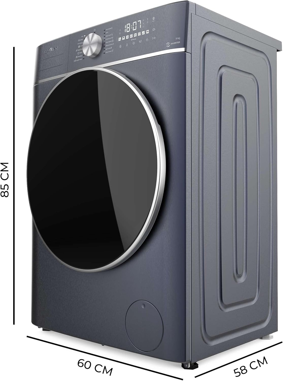 Cecotec Frontlader-Waschtrockner 8 kg Bolero DressCode 8800 Inverter Ice Blue A. 8 kg, 1400 U/min, 16 Programme, Inverter Motor, XXL Display.
