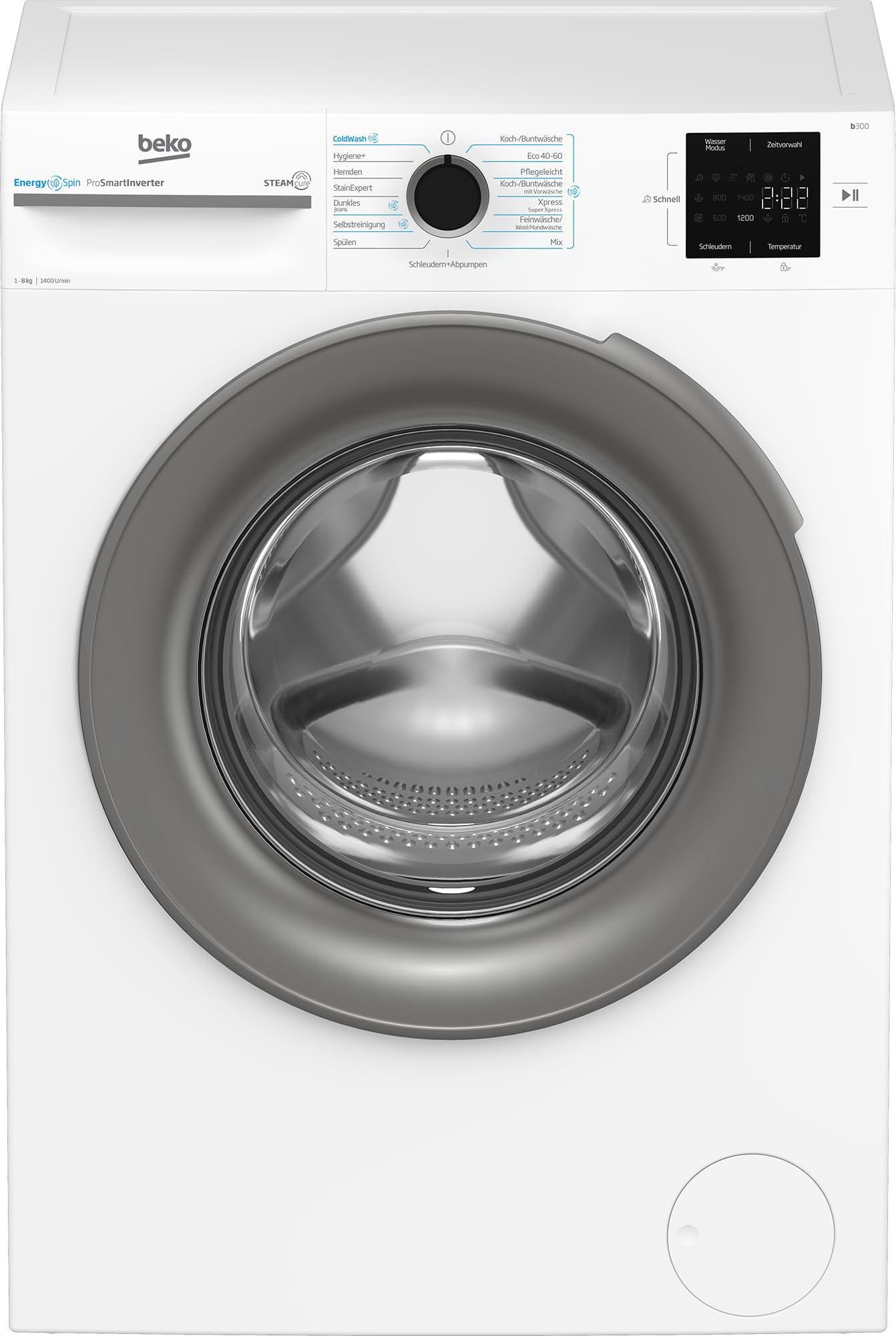 Beko BM3WFU3741R Waschvollautomat, Waschmaschine, 7 kg, EnergySpin, Schleuderwahl 1400 U/min, SteamCure Dampffunktion, allergikergeeignet, AquaWave Schontrommel, Weiß