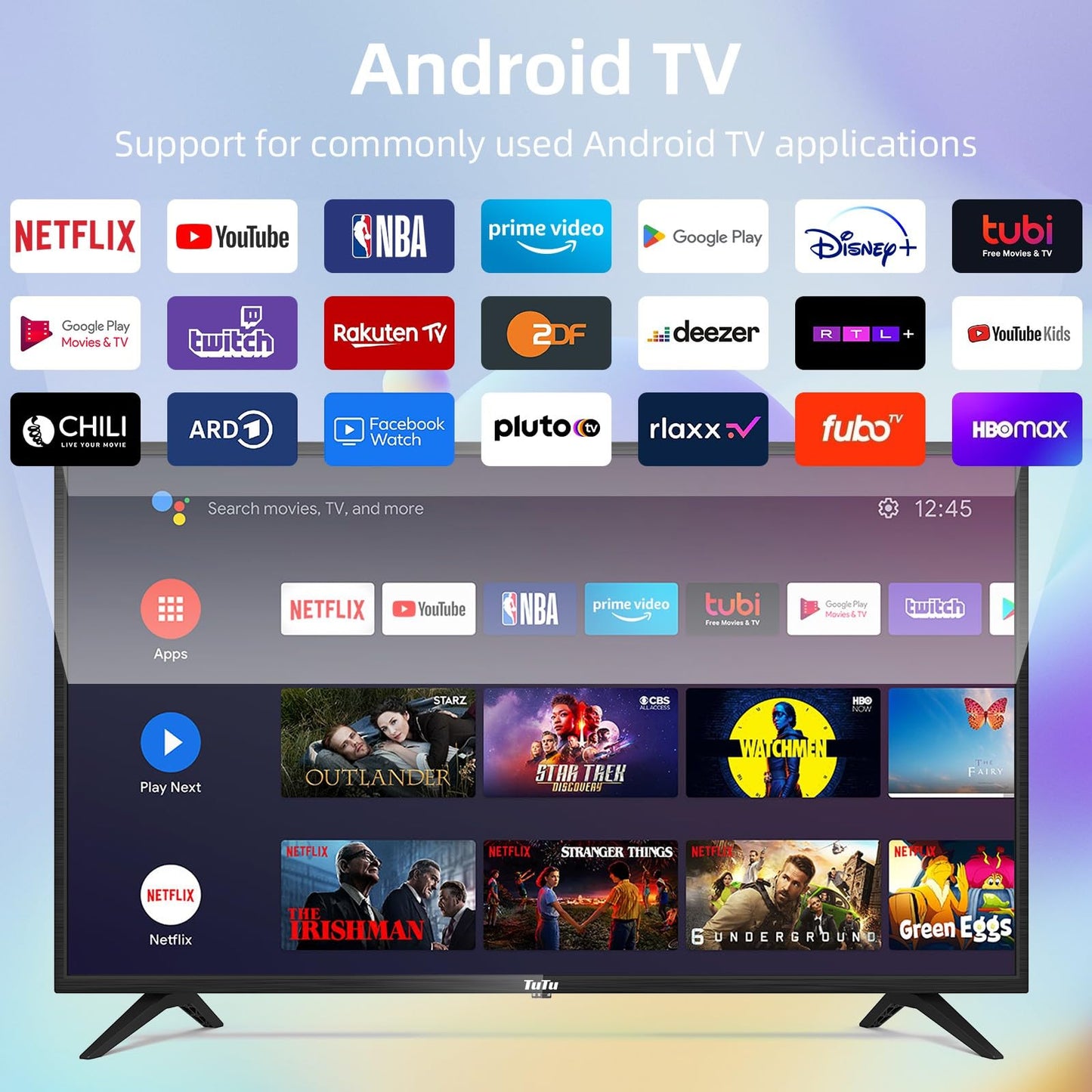TuTu Smart TV 25 Zoll (64 cm) Full HD VIDAA Fernseher mit WLAN Triple Tuner (DVB-T/T2, DVB-C, DVB-S/S2) APP Store HDMI USB (TUV25FQ1B, 2024)