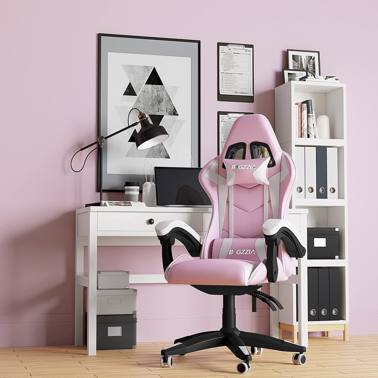 Racingreat Gaming Stuhl, Gamer Stühle, Ergonomisch Gaming Chair, Rückenlehne Einstellbar Pc-Stuhl, 360° Drehbar Gaming Sessel, Atmungsaktiver Bürostuhl für Jugendliche Jungen Mädchen Erwachsene Rosa