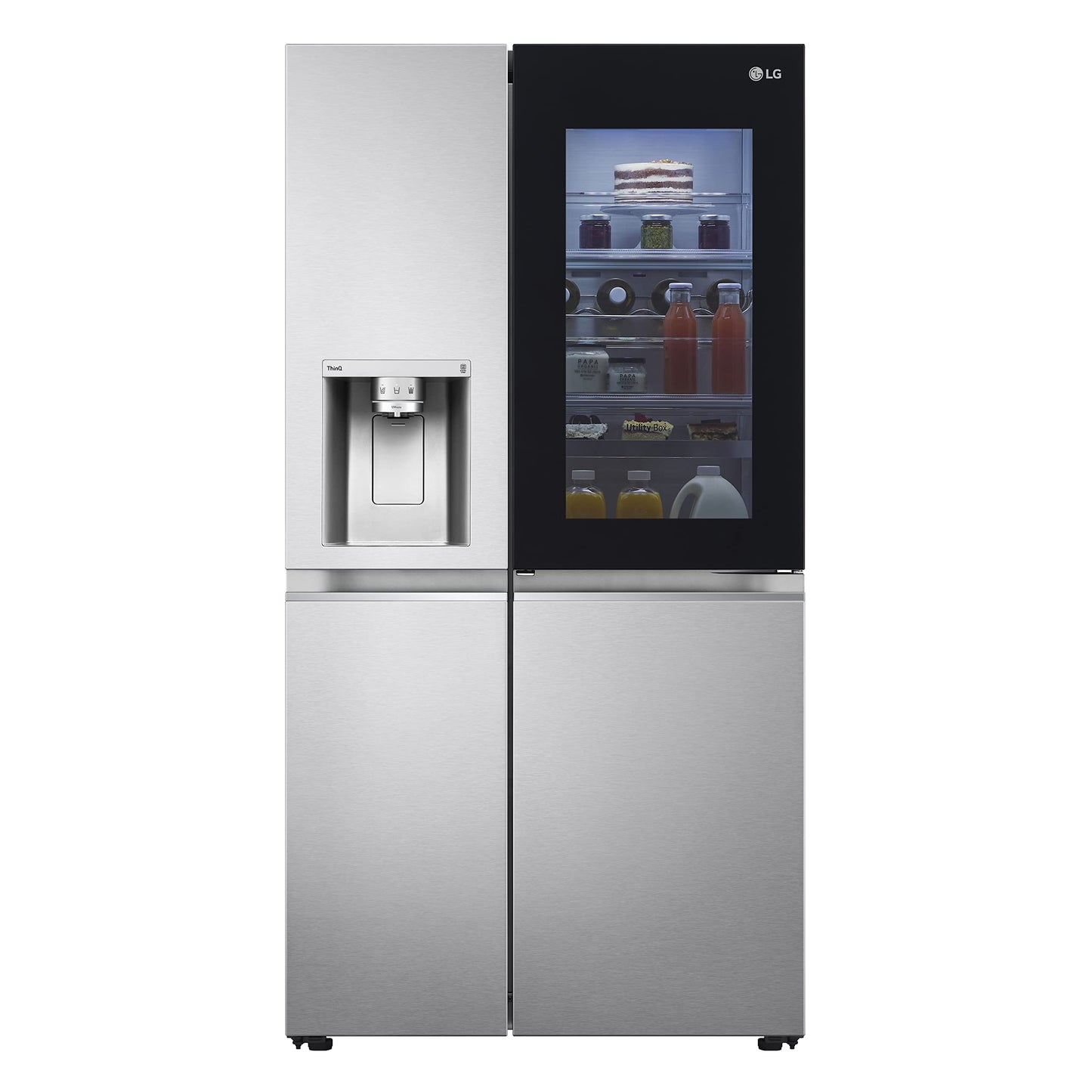 LG GSXE90MBDD Side by Side Kühlschrank mit InstaView Craft Ice | Door in Door | Crushed Ice -und Wasserspender EEK: Klasse D | 628 Liter Kapazität | Festwasseranschluss | Total No Frost