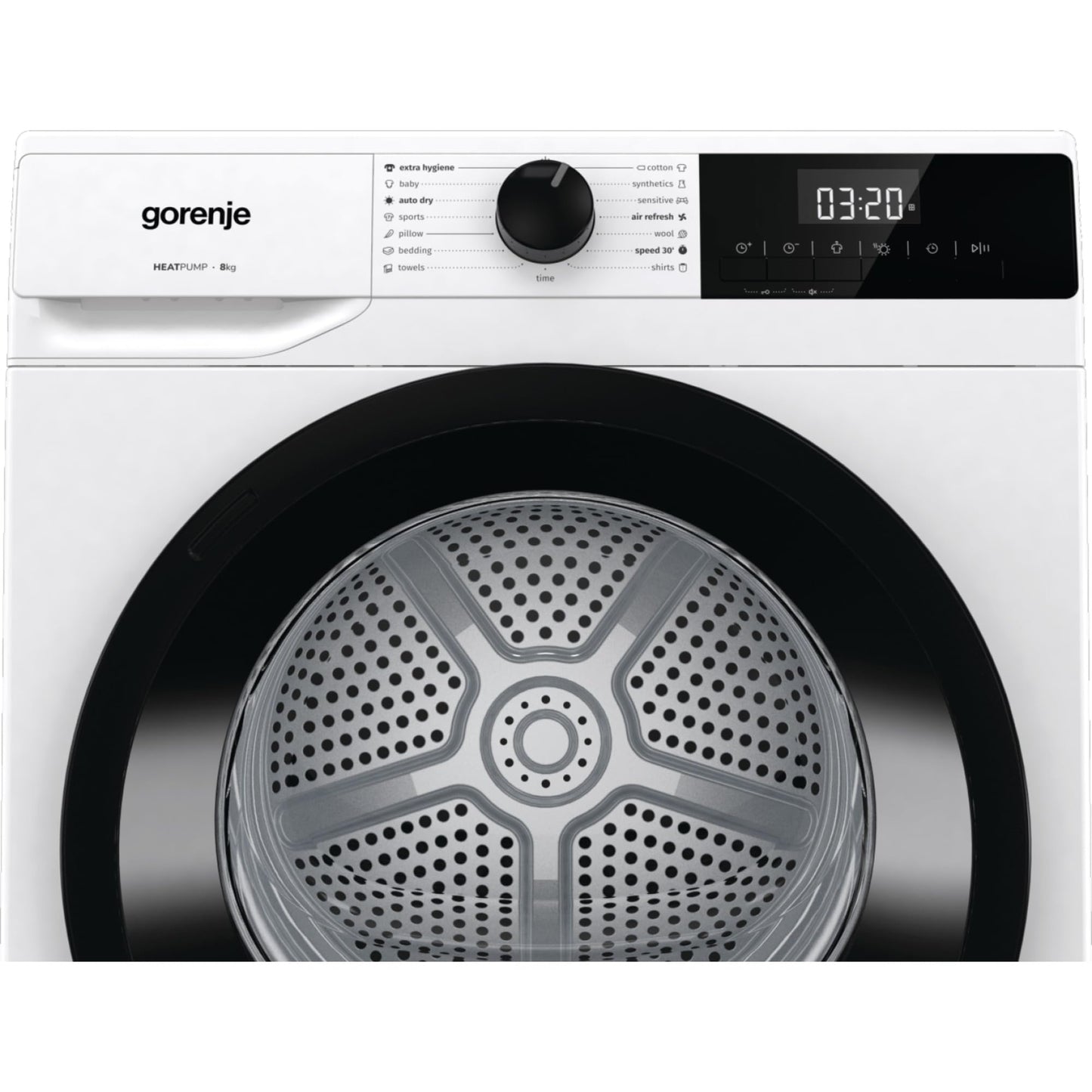 Gorenje DPNE82/GN Trockner/Kondensation mit Wärmepumpe / 8kg / 16 Programme/WIFI/Made in Europe/WaveActive Trommel/TwinAir/Feuchtesensor/Naturedry/LED Display/EEK: A++