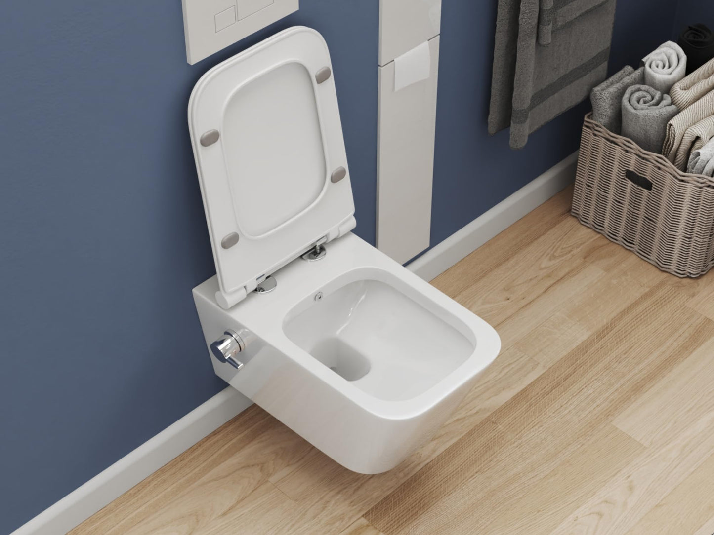 SSWW Taharet Toilet Includes Fitting and Removable Soft-Close Seat, Shower Toilet, Hanging Toilet, Toilet with Bidet Function, Hygienic, Shattaf, Different Versions