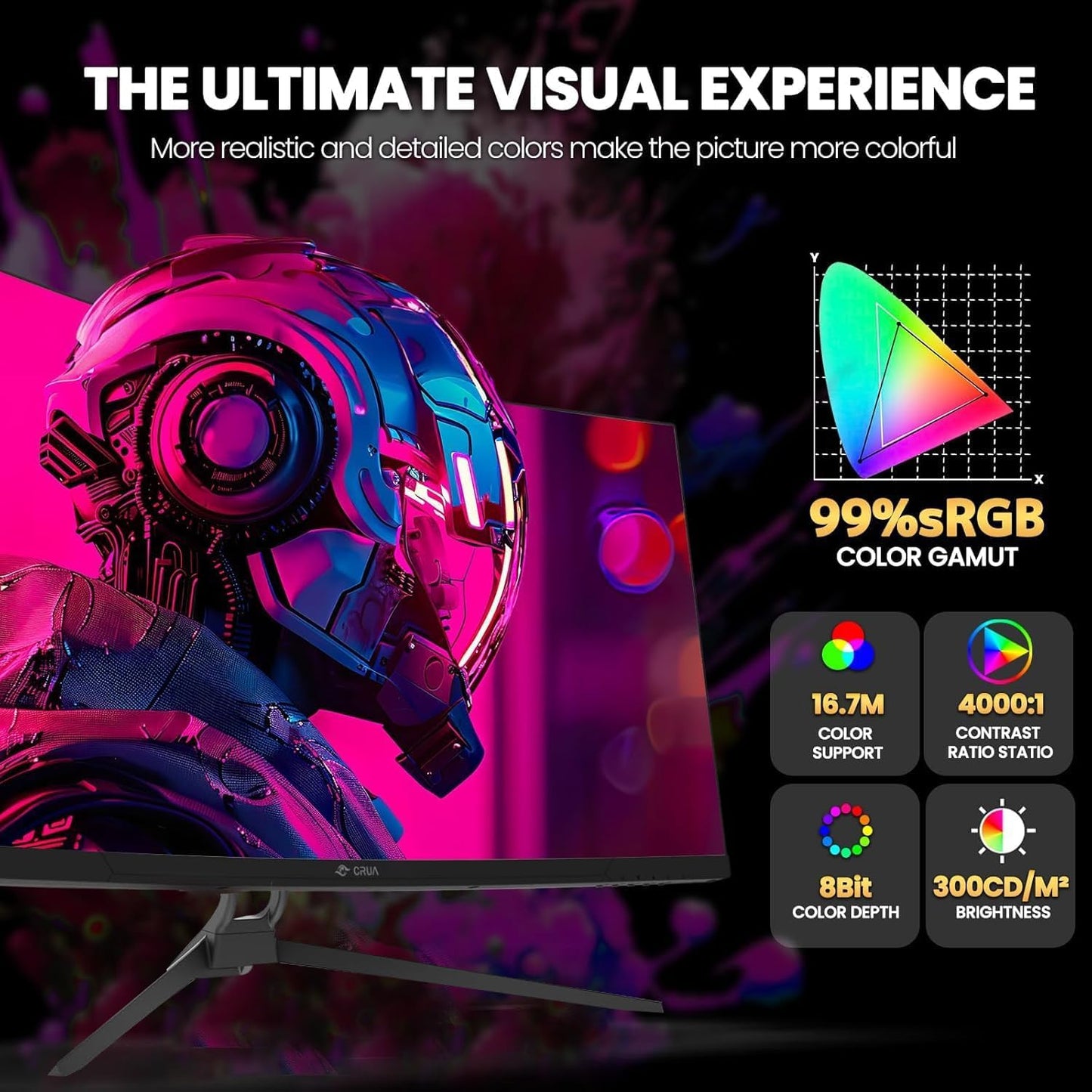 32 Zoll Curved Gaming Monitor, 1K Full HD 1080P (1920x1080), 240Hz, 1ms, 1500R, AdaptiveSync, DCI-P3 90%, SRGB100%, Eye Care