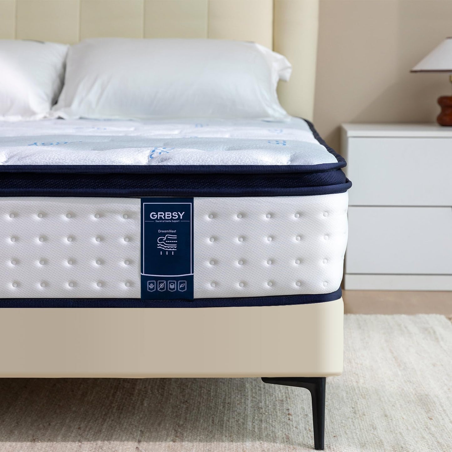 Grbsy Hybrid Mattress with Pocket Spring and 7-Zone Support, Memory Foam - Ergonomic Comfort and Motion Insulation, 180 x 200 x 26 cm