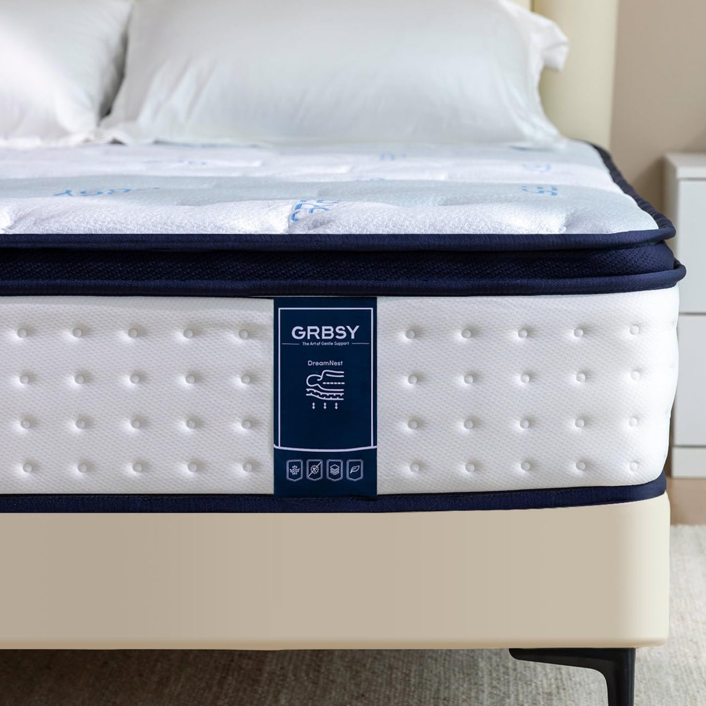 Grbsy Hybrid Mattress with Pocket Spring and 7-Zone Support, Memory Foam - Ergonomic Comfort and Motion Insulation, 180 x 200 x 26 cm