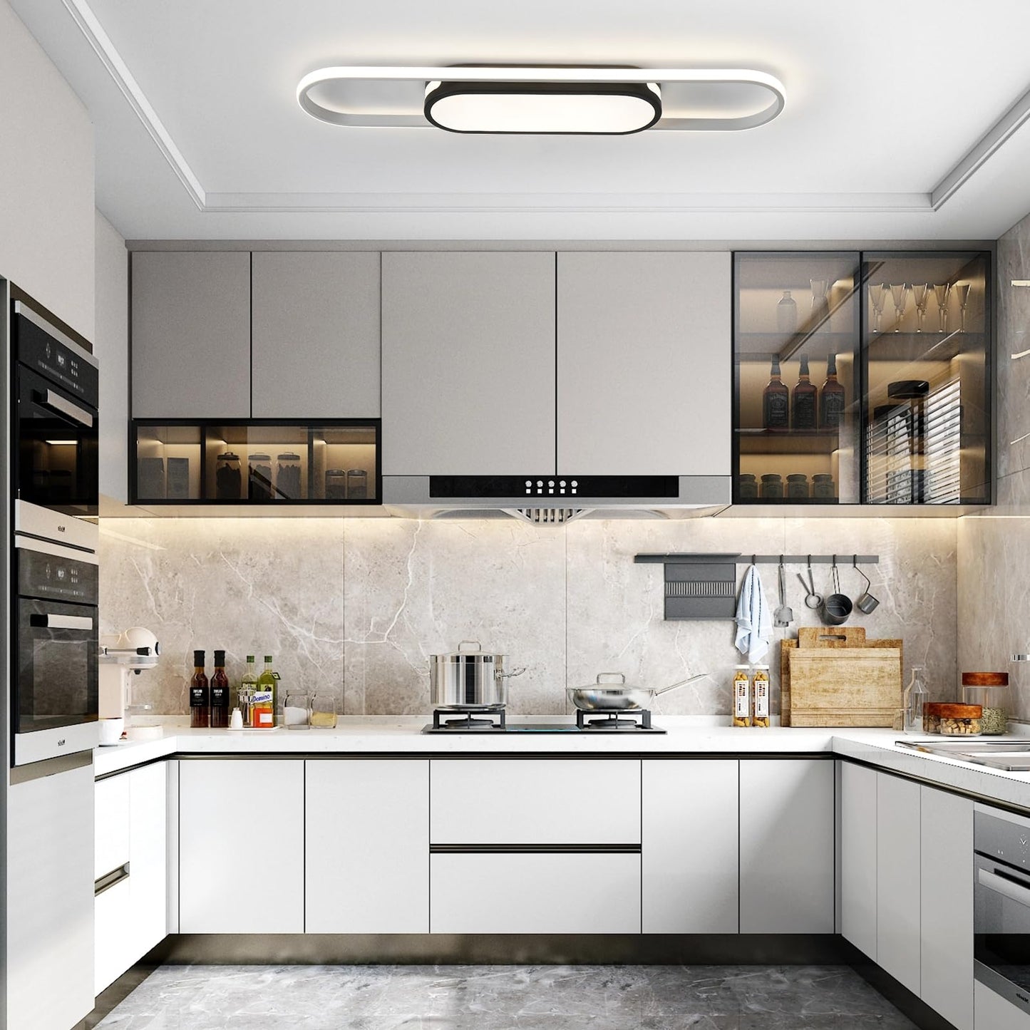 Oninio Modern LED Ceiling Light Dimmable Ceiling Light with Remote Control 70 cm Ceiling Light for Living Room, Kitchen, Dining Room, Bedroom, 40 W (Gold)