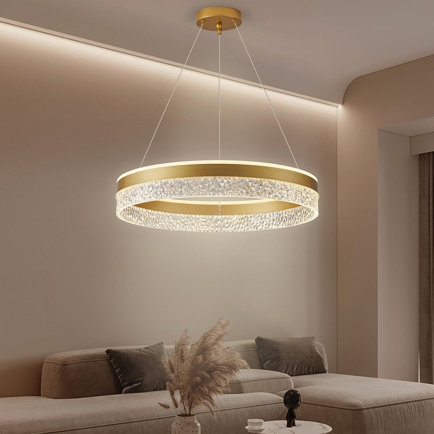 KSIBNW 3 Ringen Moderne LED Hängelampe Esstisch,45W LED Hängeleuchte & Pendelleuchten Höhenverstellbar für Esszimmer Wohnzimmer,Dimmbar Hängeleuchte Aluminium Mit Fernbedienung,3000K-6500K,Schwarz