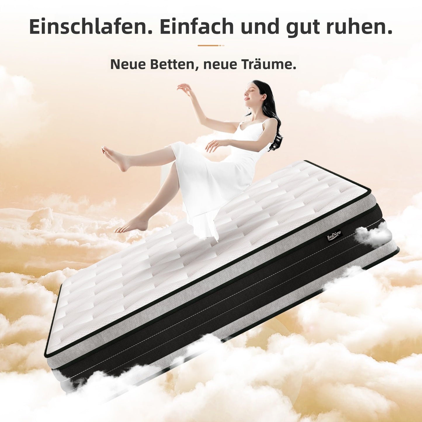 Mattress 180 x 200 cm, 30 cm Spring Mattress H3 Height 7-Zone Orthopaedic Pocket Spring Mattress with Comfort Memory Foam Layer, Oeko-Tex Certified, 101 Nights Trial Sleep