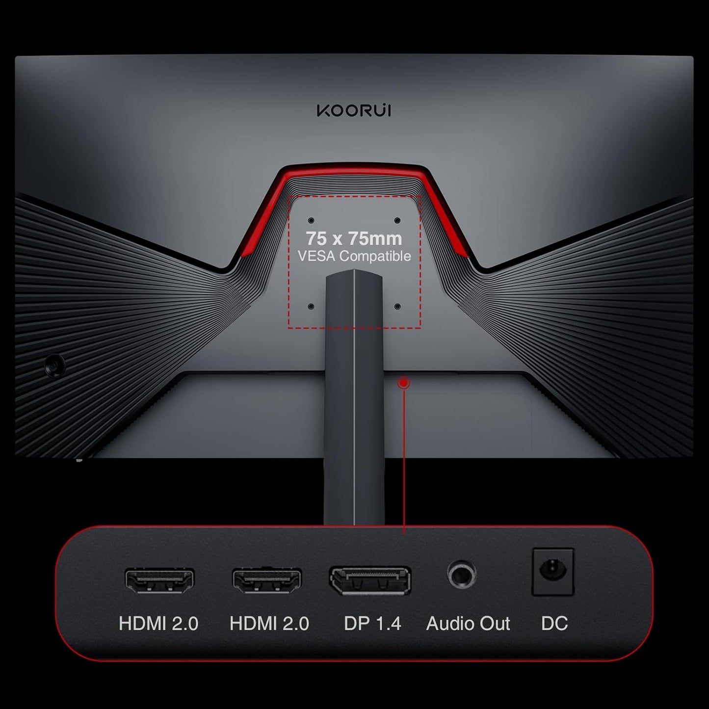 KOORUI Gaming Monitor 27 Zoll, Full HD Rahmenlos Bildschirm 165Hz Adaptive Sync (1ms, VA-Panel, Eye-Care, 1920 x 1080, 2xHDMI 2.0, & DisplayPort 1.4, VESA 75x75mm, DCI-P3 90%)
