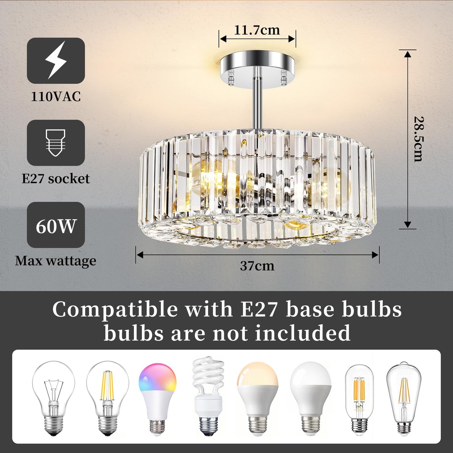 FRIDEKO HOME Modern Kronleuchter Kristall Deckenleuchte Gold,Kleine Kristall Deckenlampe E27 Fassung für Wohnzimmer Schlafzimmer Küche Flur,Ø23cm