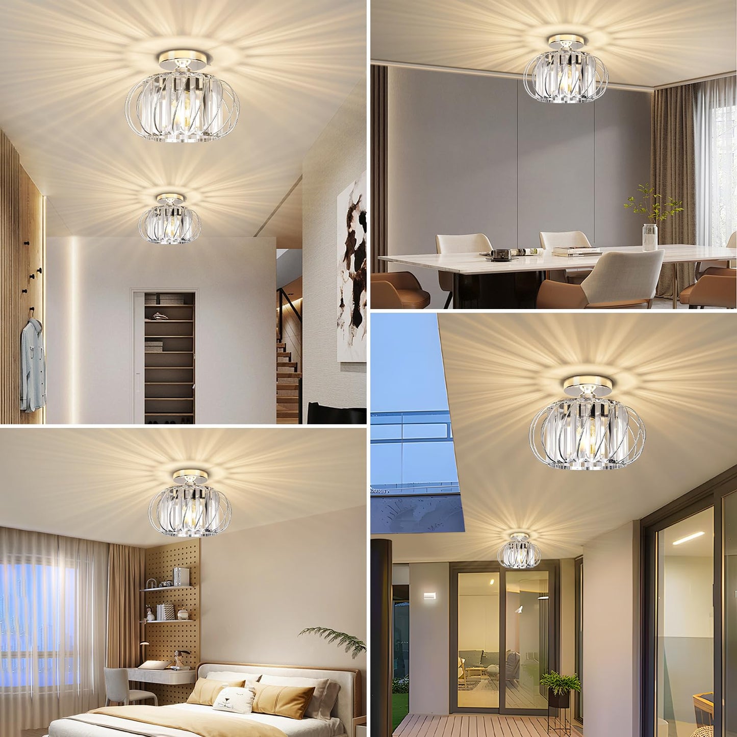 FRIDEKO HOME Modern Kronleuchter Kristall Deckenleuchte Gold,Kleine Kristall Deckenlampe E27 Fassung für Wohnzimmer Schlafzimmer Küche Flur,Ø23cm