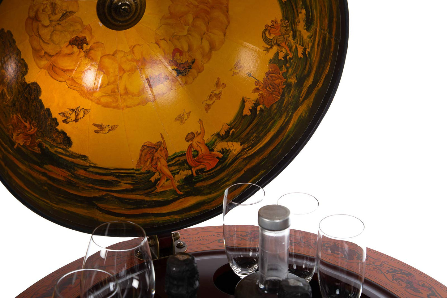 Birendy, giant globe design bar trolley with a lid and wheels