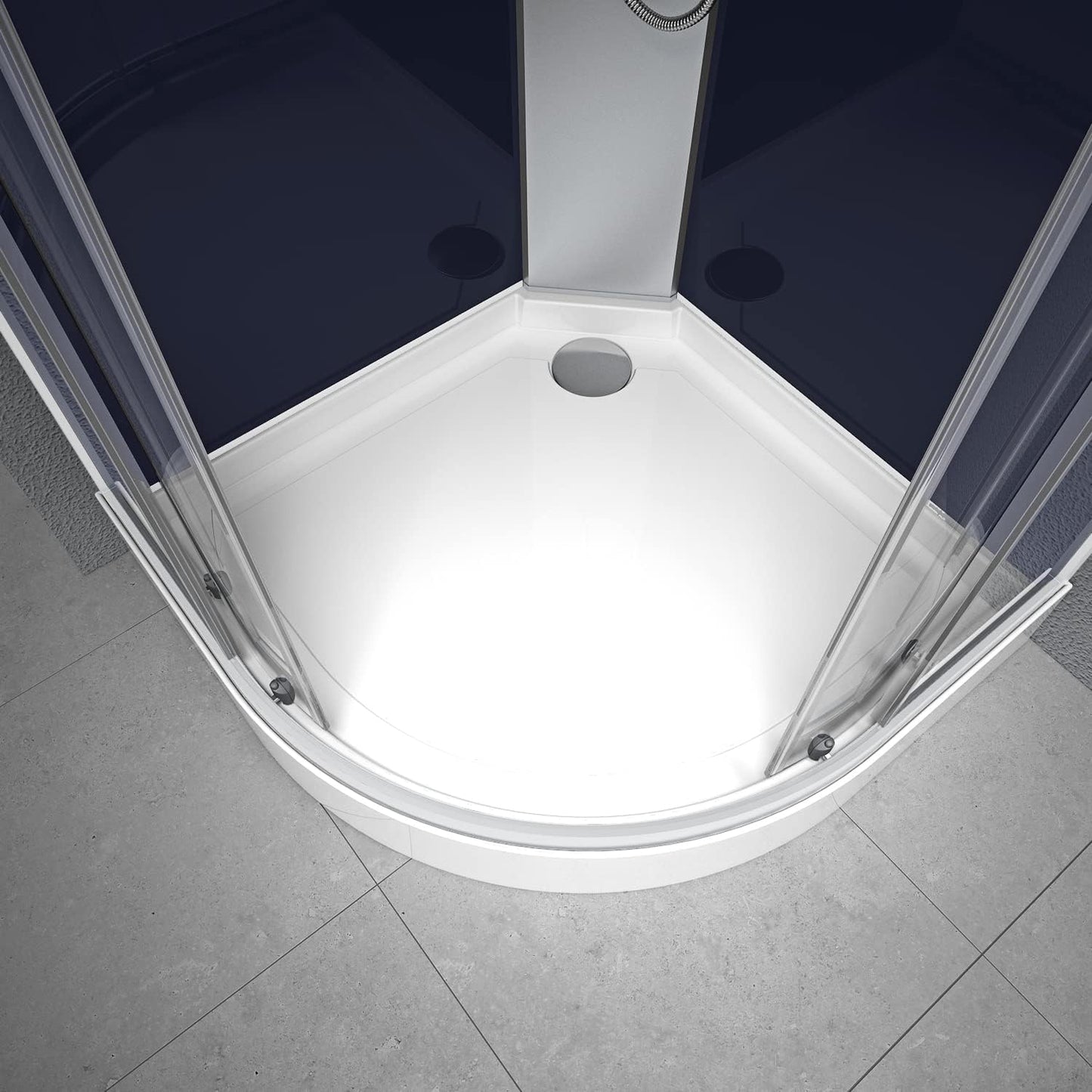 MARWELL Komplettdusche Fertigdusche Night 85 x 85 x 225 cm – Runddusche mit Fronteinstieg - Duschkabine mit hochwertigen Aluminiumprofilen - Einstiegshöhe 15 cm