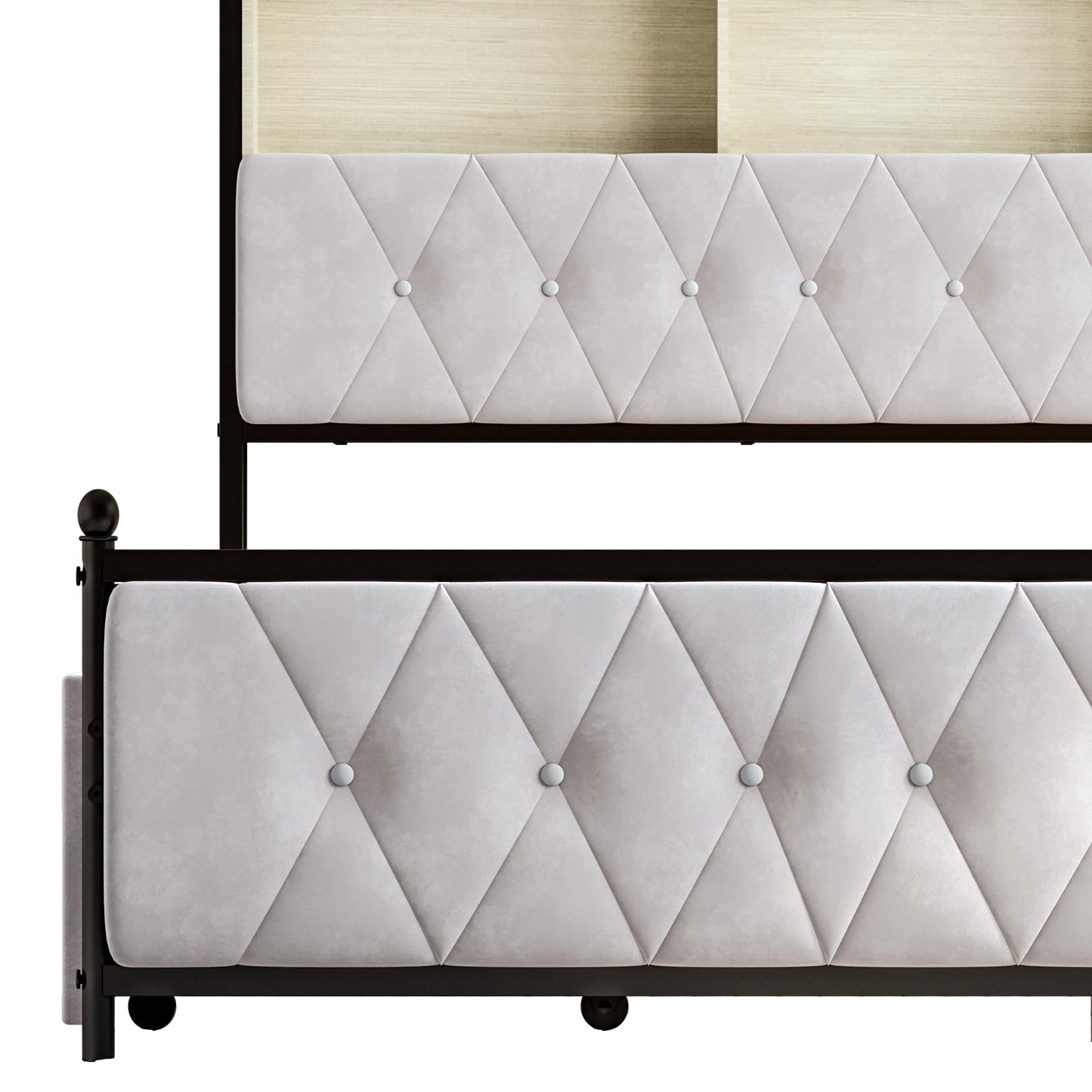 WOBOPCG Upholstered Double Bed 140 x 200, Hydraulic Storage Bed with Slatted Bases, Double Bed with Storage Space, Functional Bed with Storage Space (Grey + Flannel, 140 x 200)