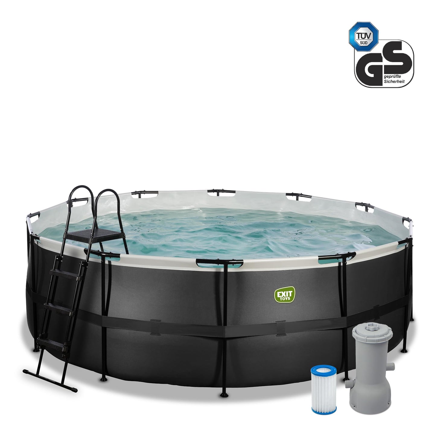 EXIT Toys Soft Grey Pool - 300x200x65cm - Rechteckiger, Kompakter Rahmenpool mit Kartuschenfilterpumpe - Leicht Zugänglich - Für Kleinkinder Geeignet - Starker Rahmen - Einzigartiges Design - Grau