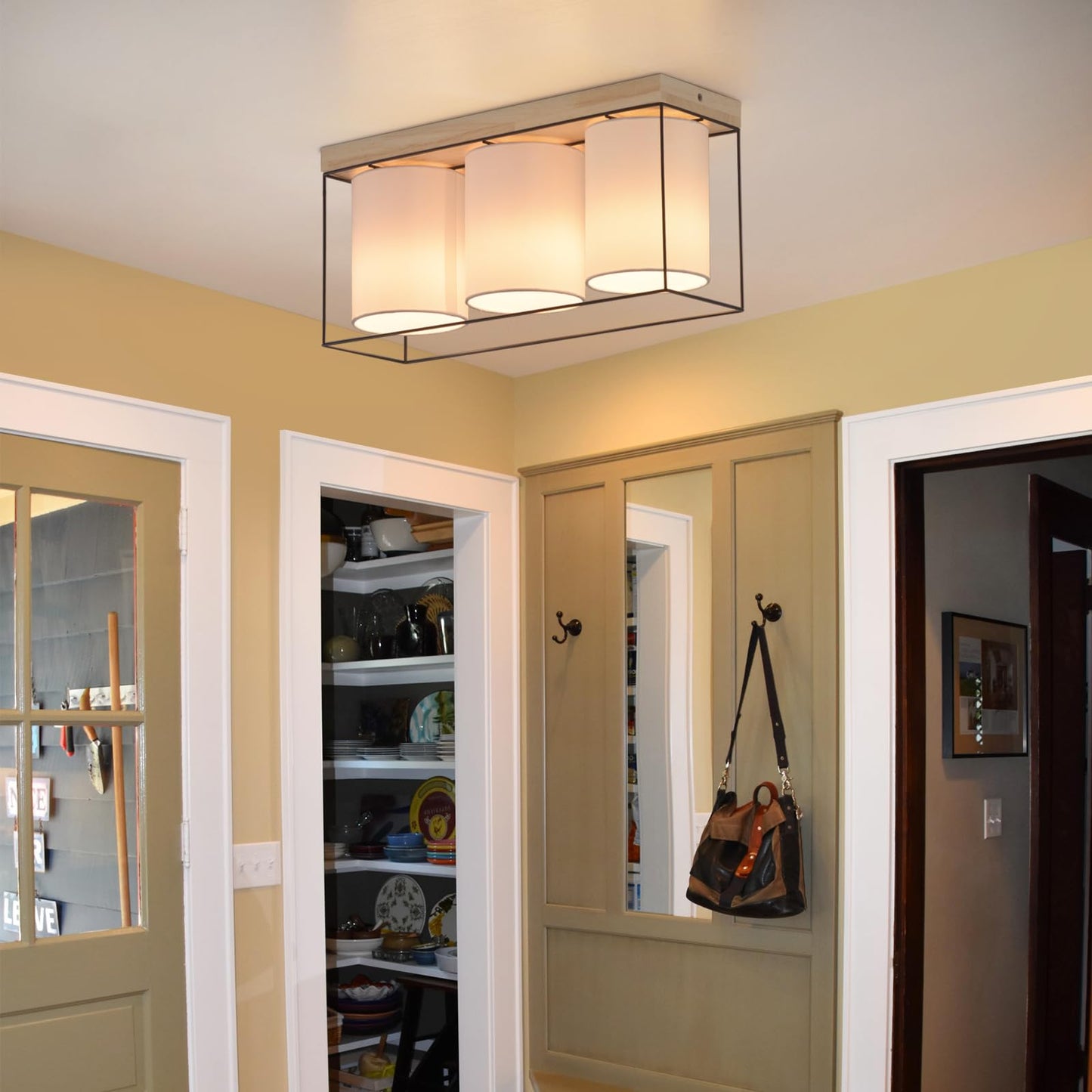 CBJKTX Ceiling Light Living Room Ceiling Light Glass - 4 Bulbs E27 Vintage Black Dining Room Lamp Industrial Style Metal Ceiling Retro Living Room Lamp for Bedroom Dining Room Kitchen (Light Bulb Not