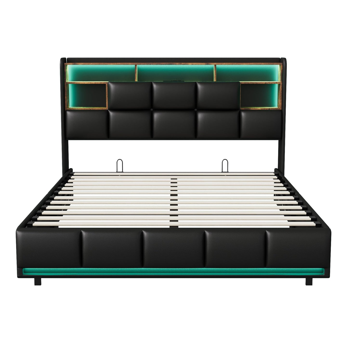 WOBOPCG Upholstered Double Bed 140 x 200, Hydraulic Storage Bed with Slatted Bases, Double Bed with Storage Space, Functional Bed with Storage Space (Grey + Flannel, 140 x 200)