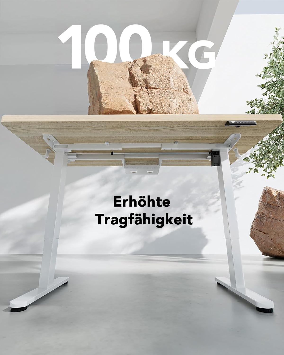 HUANUO Höhenverstellbarer Schreibtisch 160x80cm,25MM Ganze Tischplatte mit Bürstenloser Motor,Ergonomischer Steh-Sitz Tisch Stehpult,Einfache Montage Elektrischer Stehschreibtisch für Homeoffice
